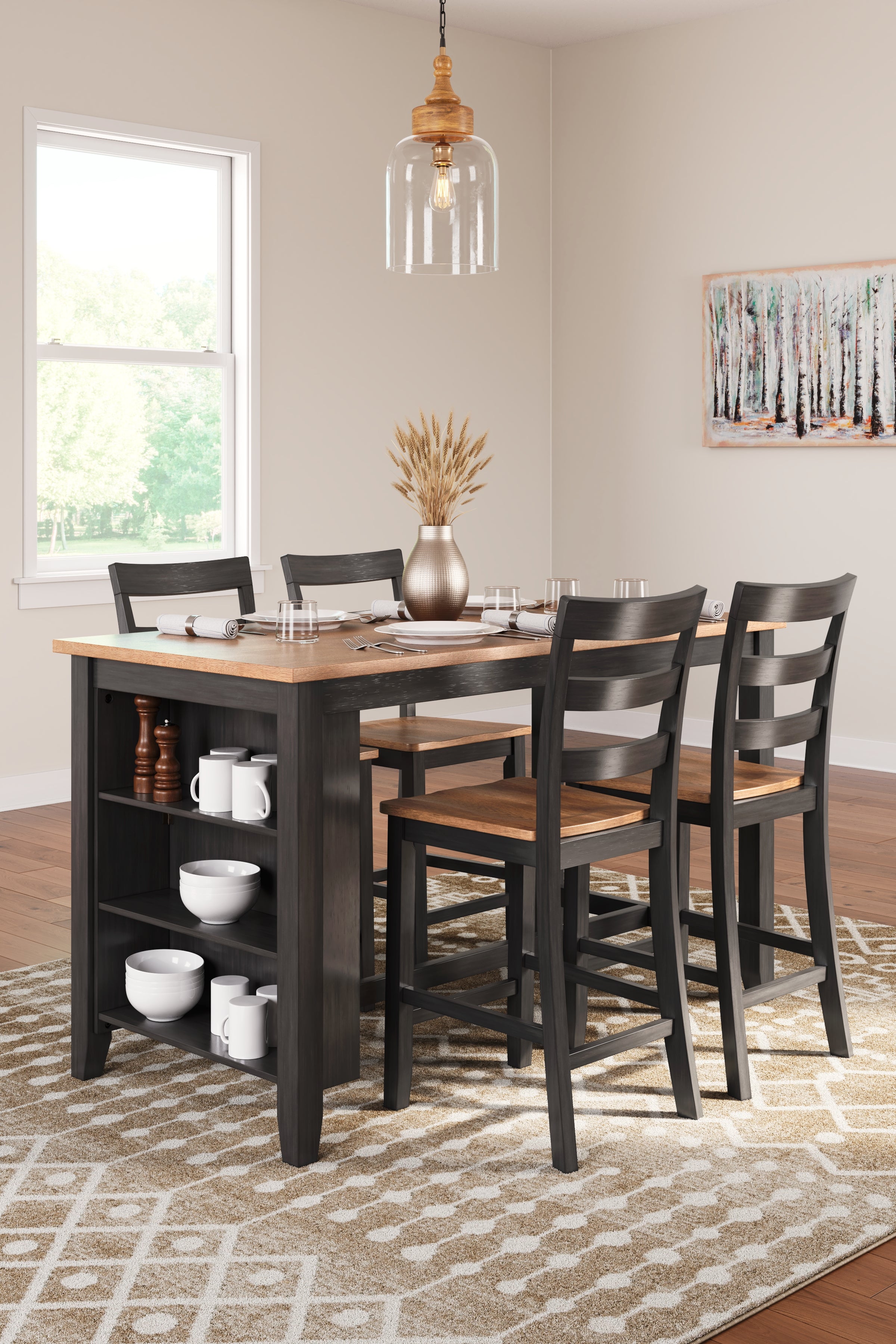 Diamond Furniture - Ashley Furniture - Gesthaven Counter Height Dining Table and 4 Barstools - Counter Height Dining Table and 4 Barstools - D396D2