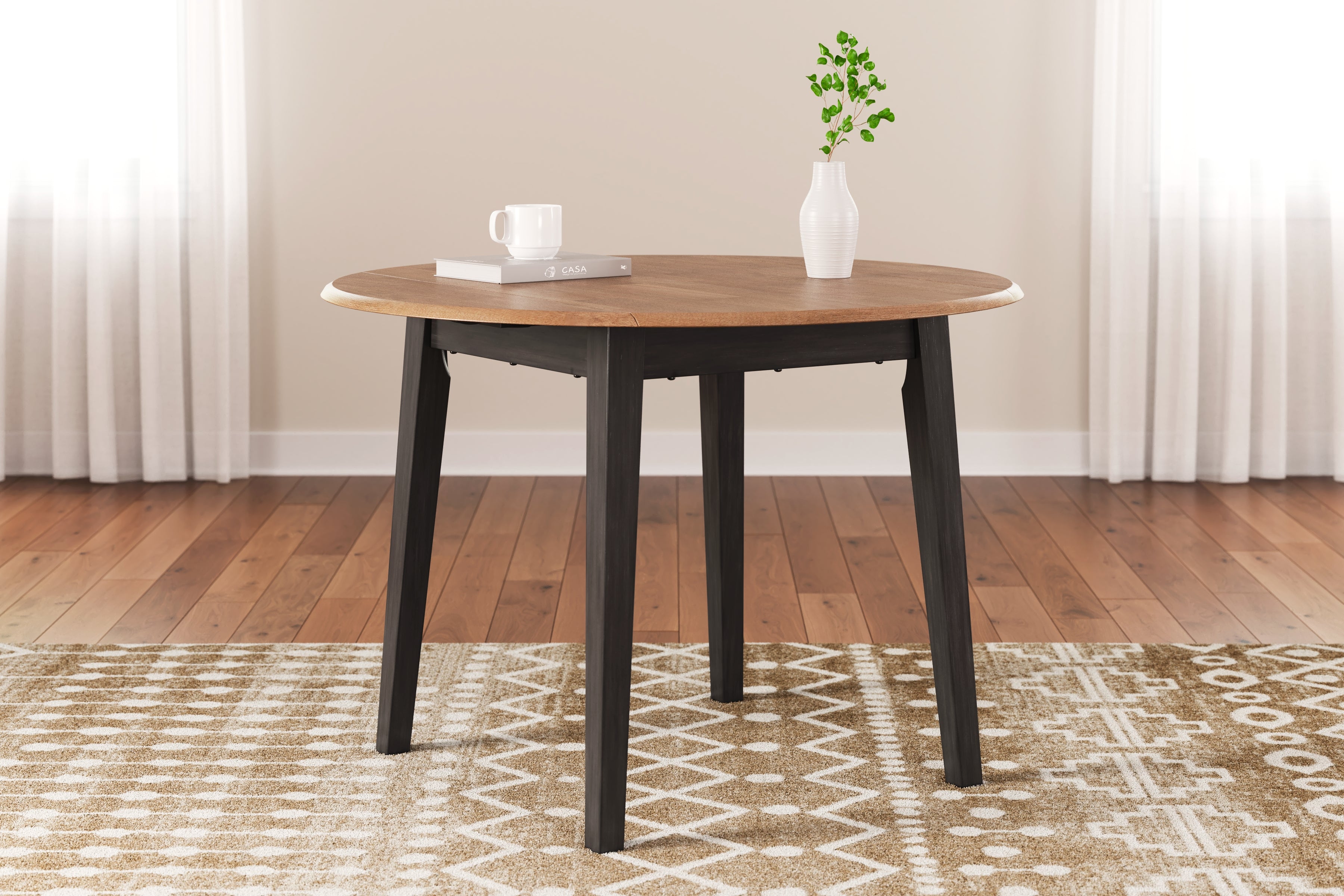Diamond Furniture - Ashley Furniture - Gesthaven Dining Room - Round DRM Drop Leaf Table / Natural/Brown - D396-15
