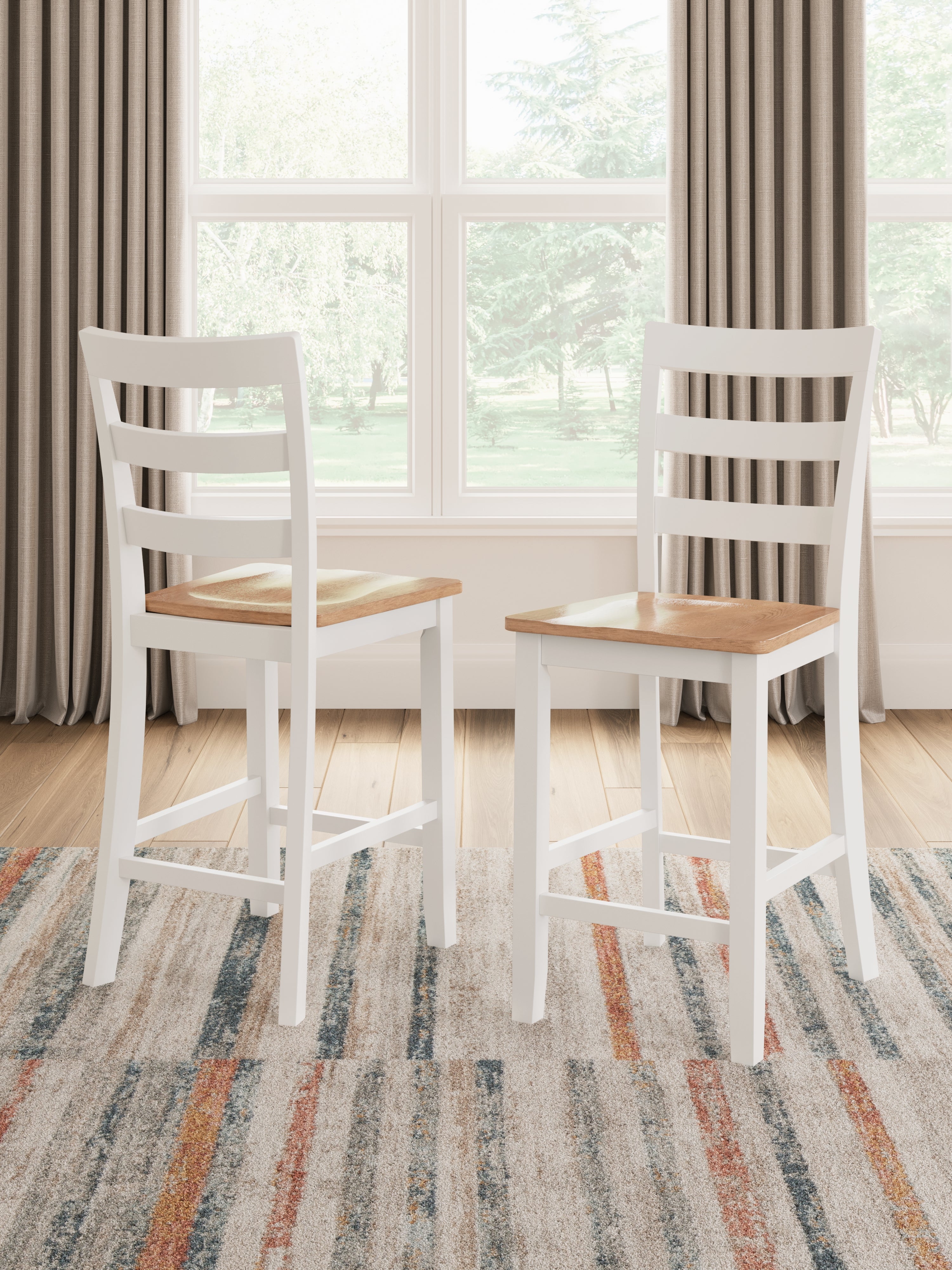 Diamond Furniture - Ashley Furniture - Gesthaven Dining Room - Counter Height Barstool (Set of 2) / Natural/White - D398-124X2