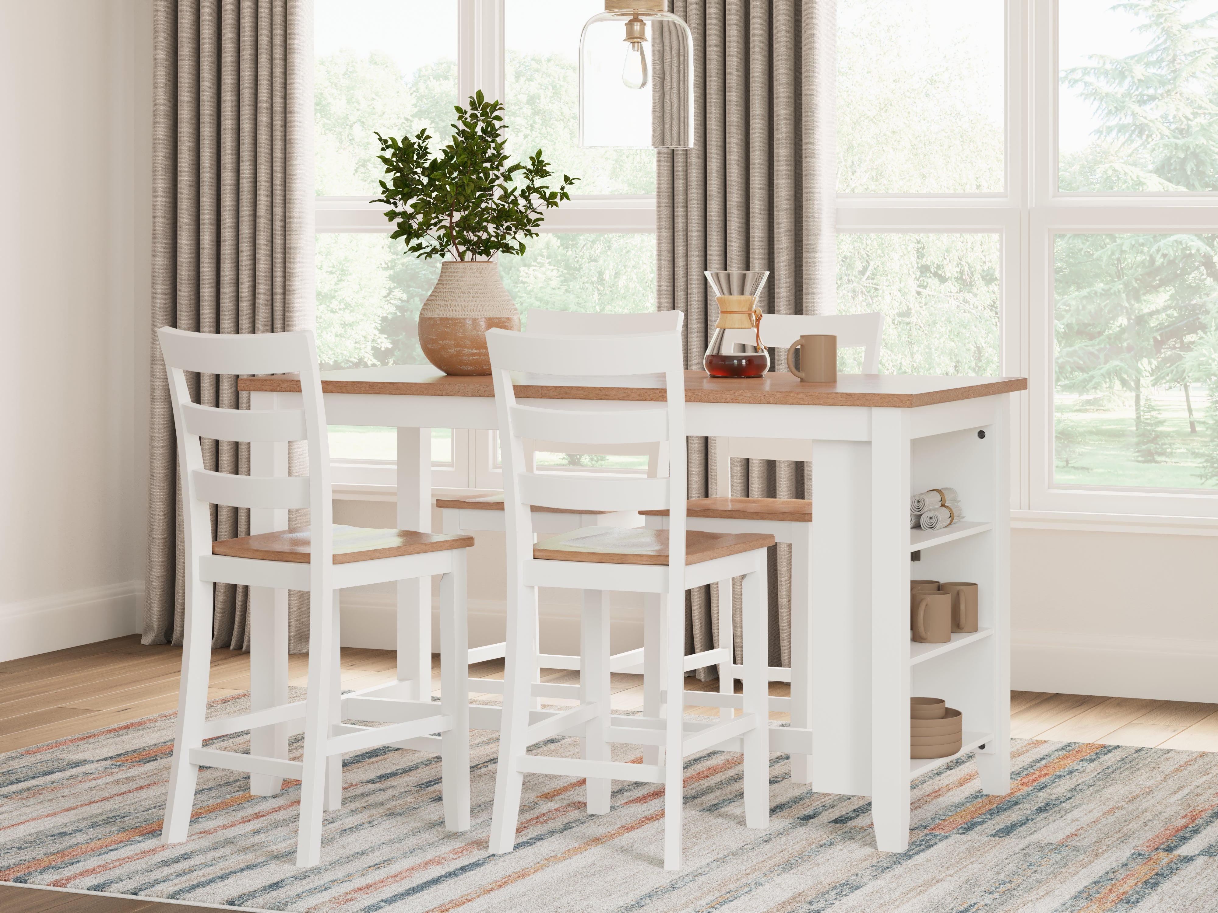 Diamond Furniture - Ashley Furniture - Gesthaven Counter Height Dining Table and 4 Barstools - Counter Height Dining Table and 4 Barstools / Natural/White - D398D2