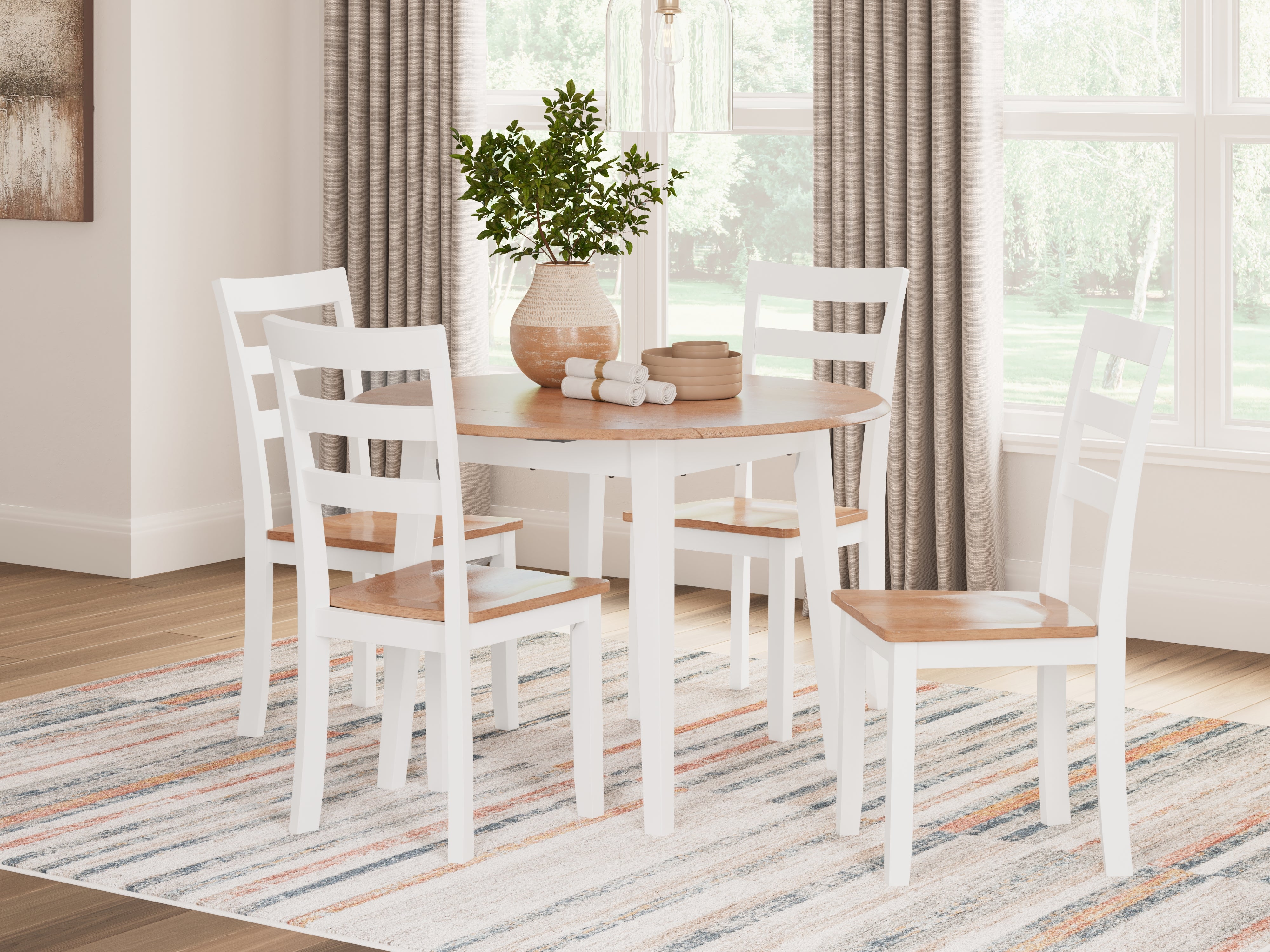 Diamond Furniture - Ashley Furniture - Gesthaven Dining Table and 4 Chairs - Dining Table and 4 Chairs / Natural/White - D398D1