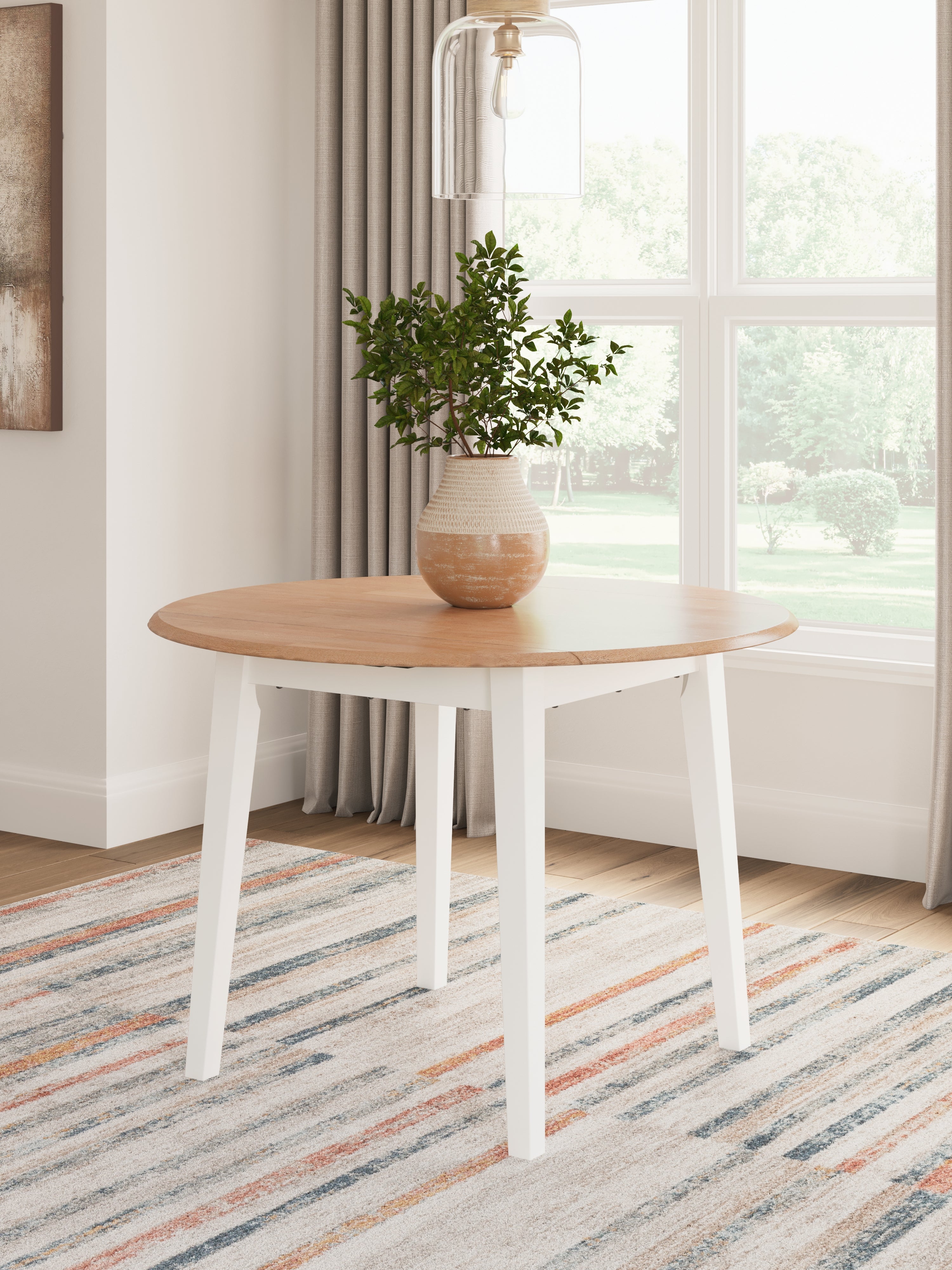 Diamond Furniture - Ashley Furniture - Gesthaven Dining Room - Round DRM Drop Leaf Table / Natural/White - D398-15