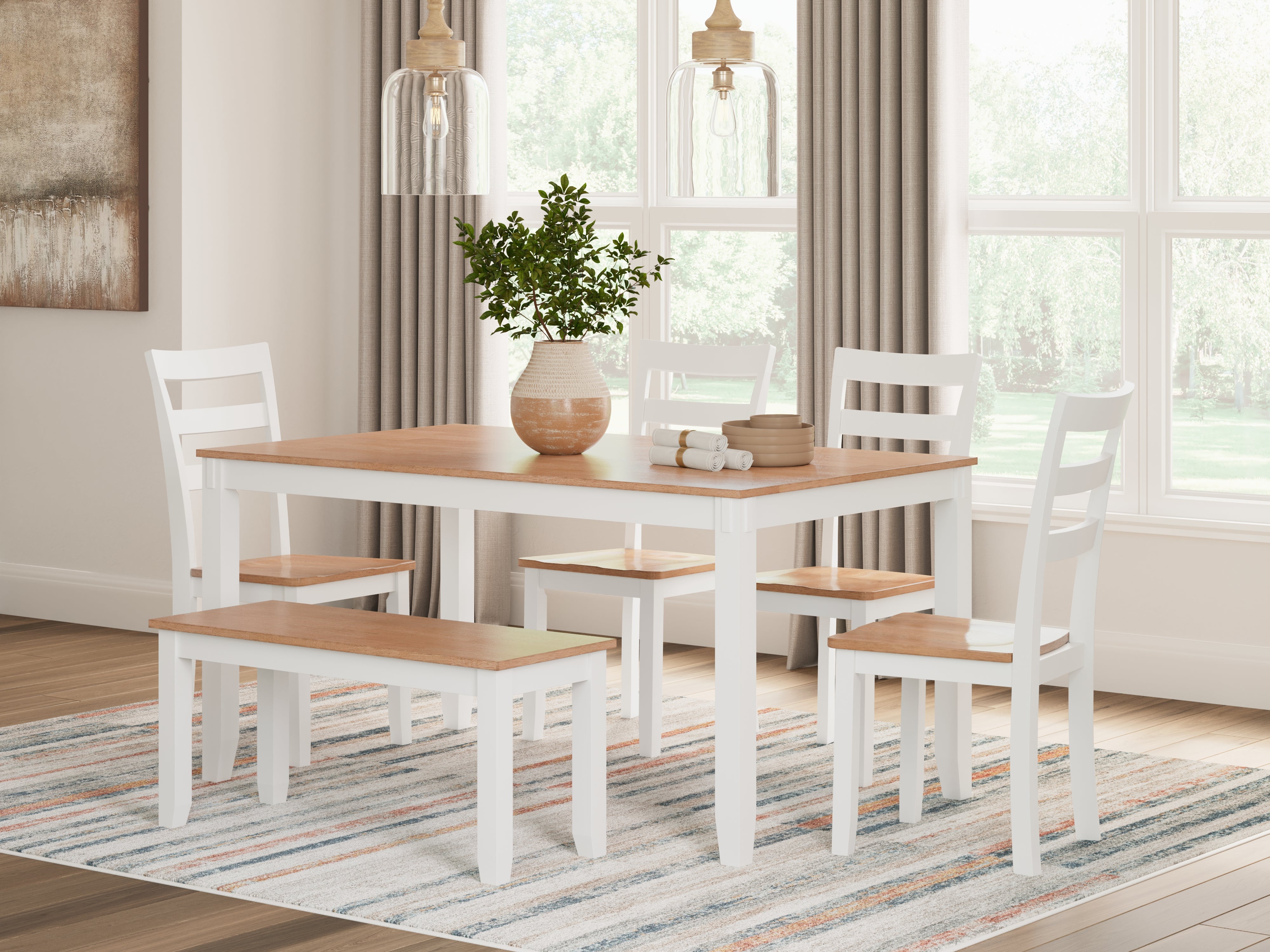Diamond Furniture - Ashley Furniture - Gesthaven Dining Room - Dining Room Table Set (6/CN) / Natural/White - D398-325