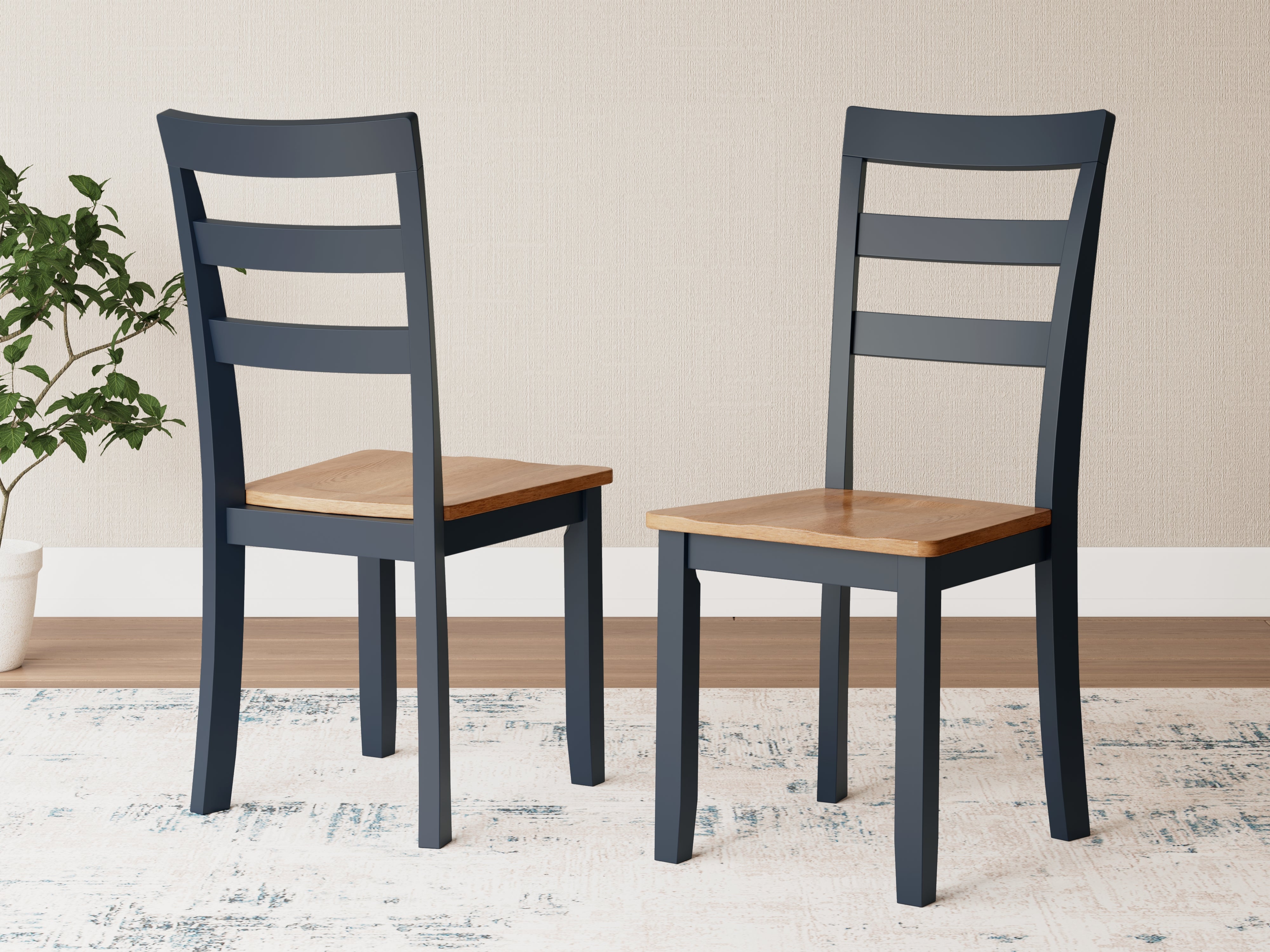 Diamond Furniture - Ashley Furniture - Gesthaven Dining Room - Dining Chair (Set of 2) / Natural/Blue - D399-01X2