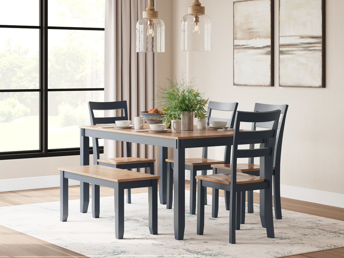 Diamond Furniture - Ashley Furniture - Gesthaven Dining Table with 4 Chairs and Bench (Set of 6) - Dining Room Table Set (6/CN) - D399-325