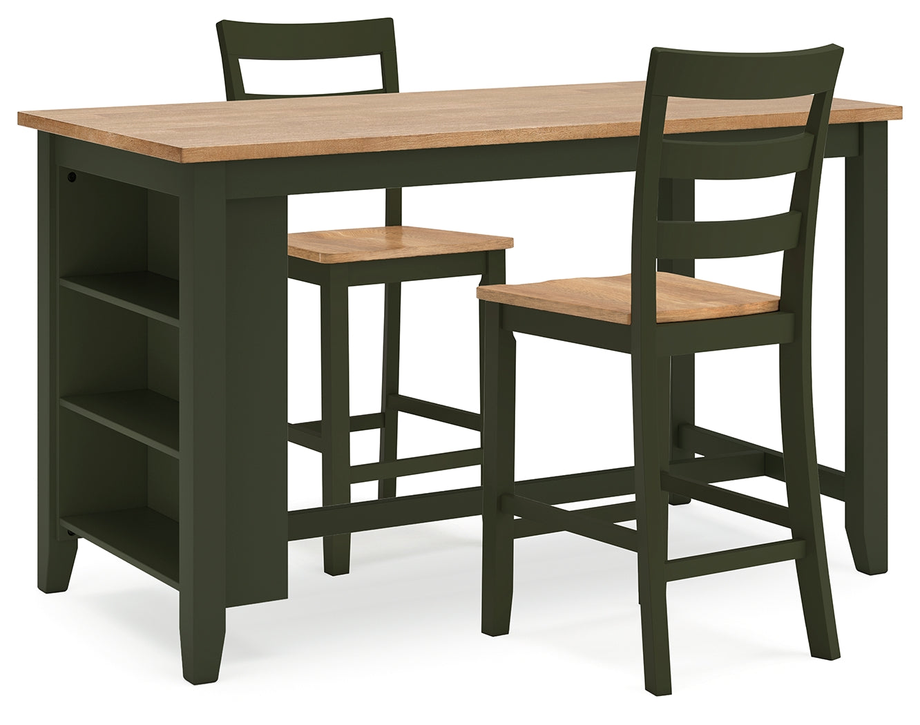 Diamond Furniture - Ashley Furniture - Gesthaven Counter Height Dining Table and 2 Barstools - Counter Height Dining Table and 2 Barstools / Natural/Green - D401D3