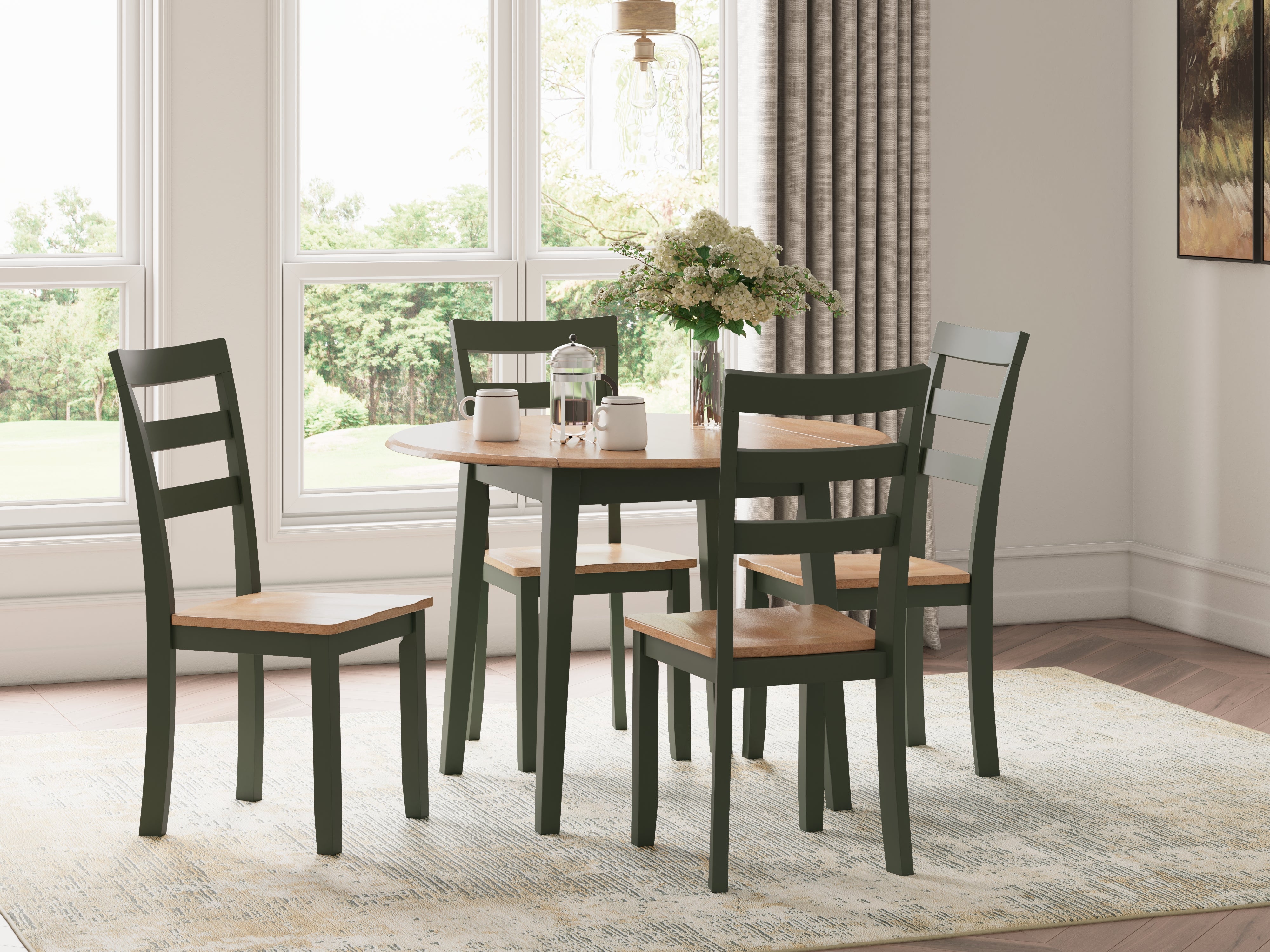 Diamond Furniture - Ashley Furniture - Gesthaven Dining Table and 4 Chairs - Dining Table and 4 Chairs / Natural/Green - D401D1