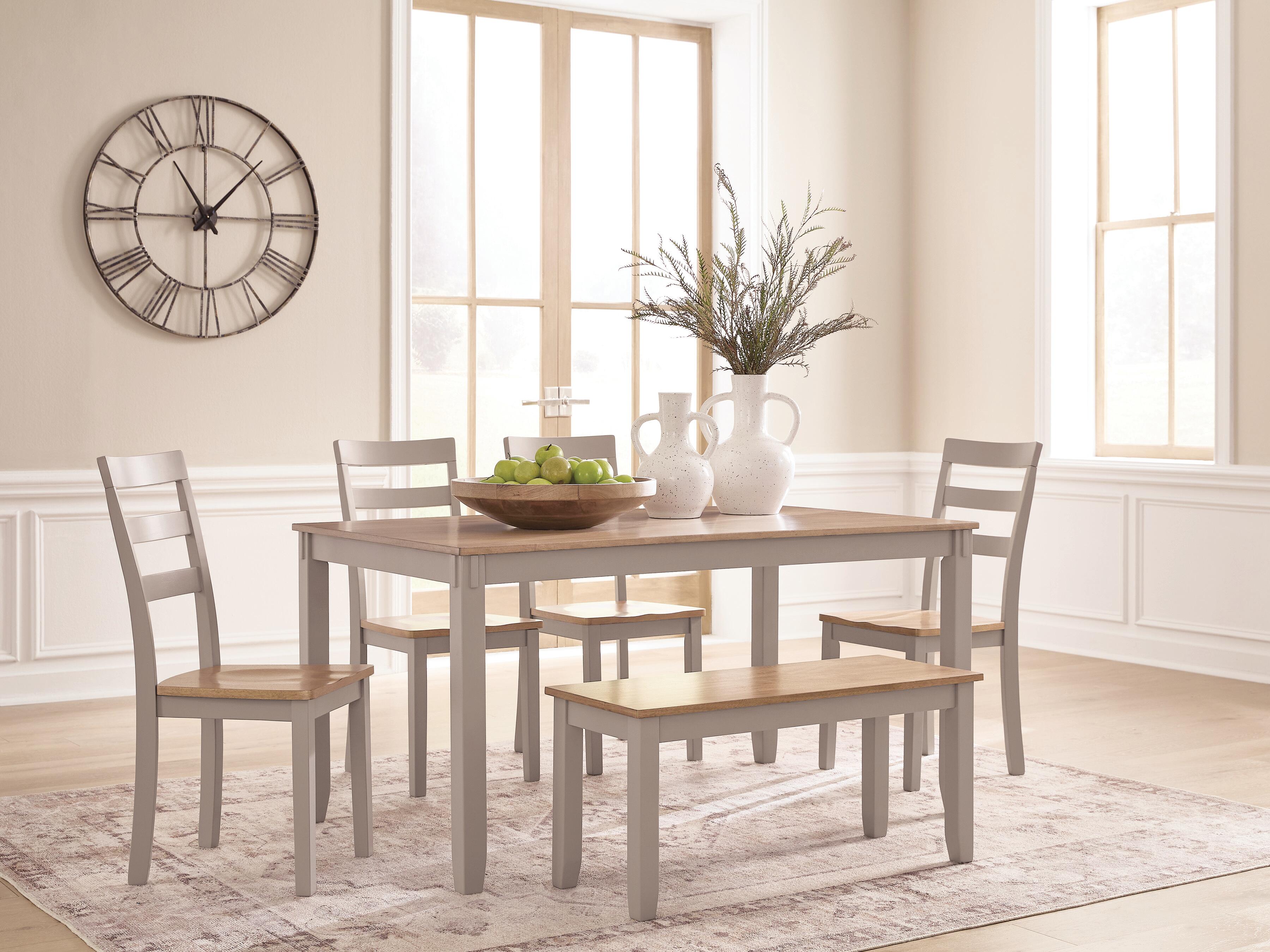 Diamond Furniture - Ashley Furniture - Harperfeld Dining Table and 4 Chairs and Bench (Set of 6) - Dining Room Table Set (6/CN) - PCD403-325