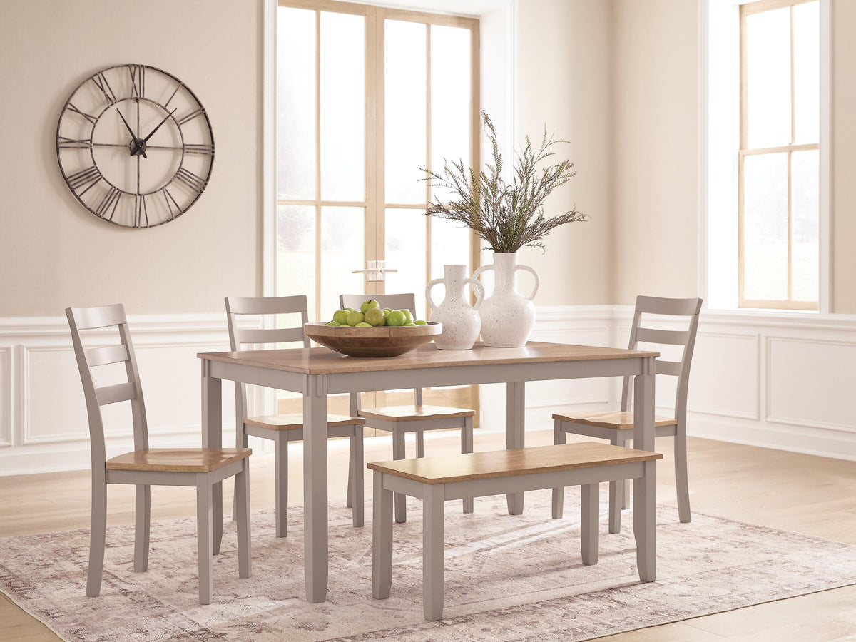 Diamond Furniture - Ashley Furniture - Harperfeld Dining Table and 4 Chairs and Bench (Set of 6) - Dining Room Table Set (6/CN) - PCD403-325