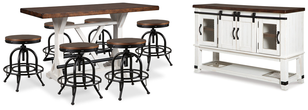 Diamond Furniture - Ashley Furniture - Valebeck Counter Height Dining Table, 6 Barstools and Server - Counter Height Dining Table, 6 Barstools and Server - D546D32