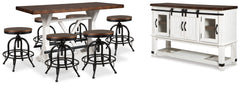 Diamond Furniture - Ashley Furniture - Valebeck Counter Height Dining Table, 6 Barstools and Server - Counter Height Dining Table, 6 Barstools and Server - D546D32