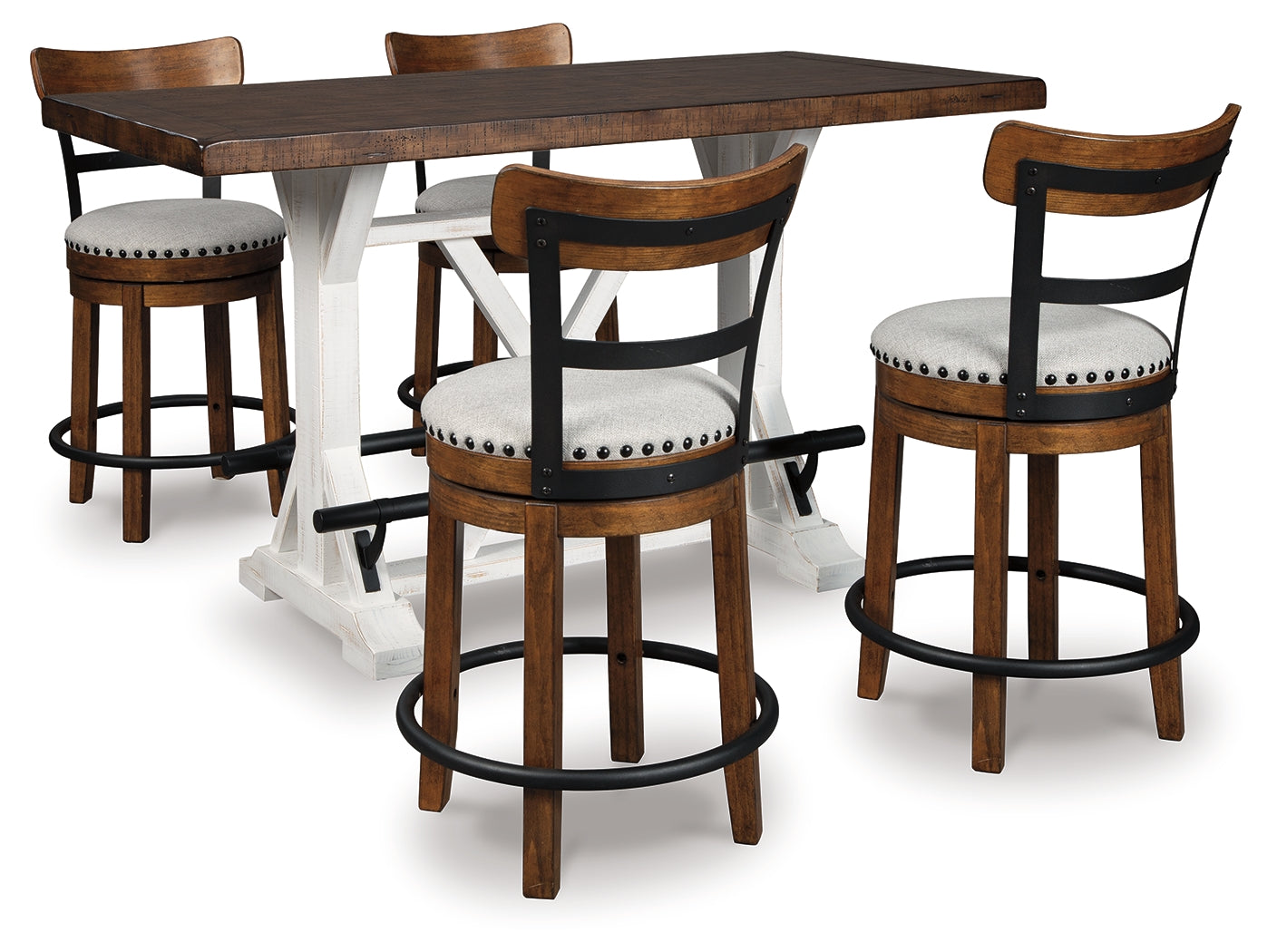 Diamond Furniture - Ashley Furniture - Valebeck Counter Height Dining Table and 4 Barstools - Counter Height Dining Table and 4 Barstools / Brown - D546D5