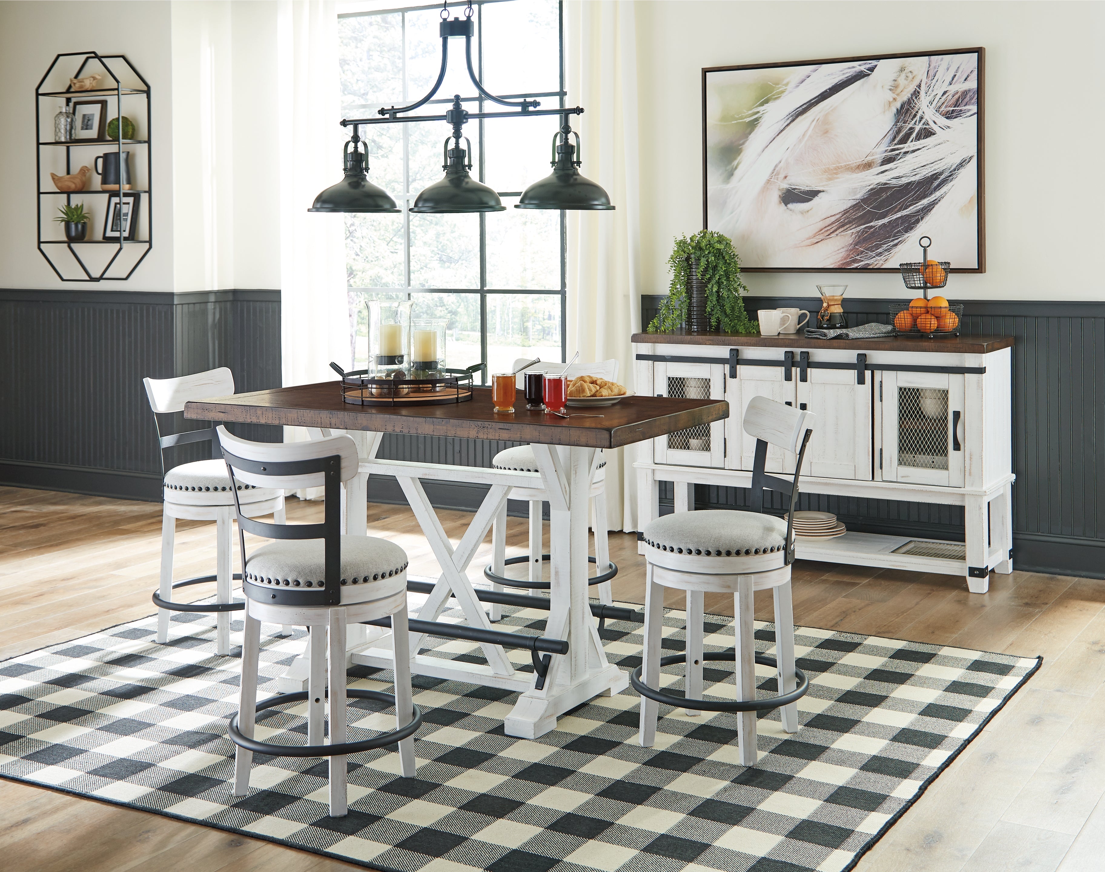 Diamond Furniture - Ashley Furniture - Valebeck Counter Height Dining Table, 4 Barstools and Server - Counter Height Dining Table, 4 Barstools and Server - D546D15