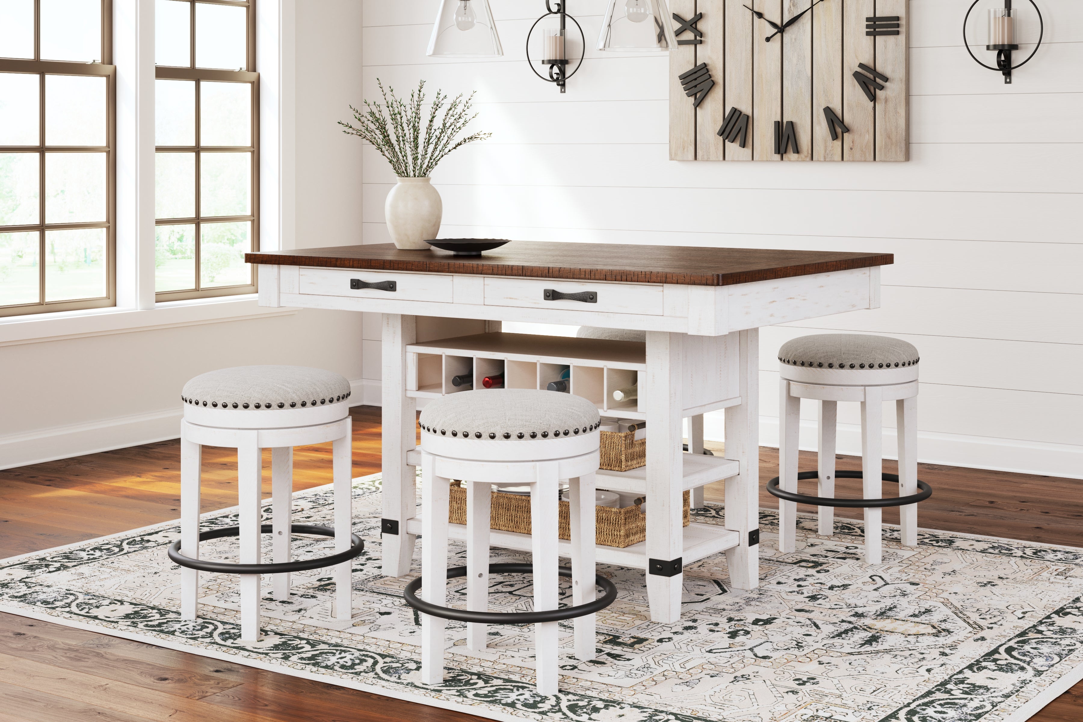 Diamond Furniture - Ashley Furniture - Valebeck Counter Height Dining Table and 4 Barstools - Counter Height Dining Table and 4 Barstools / Multi - D546D10
