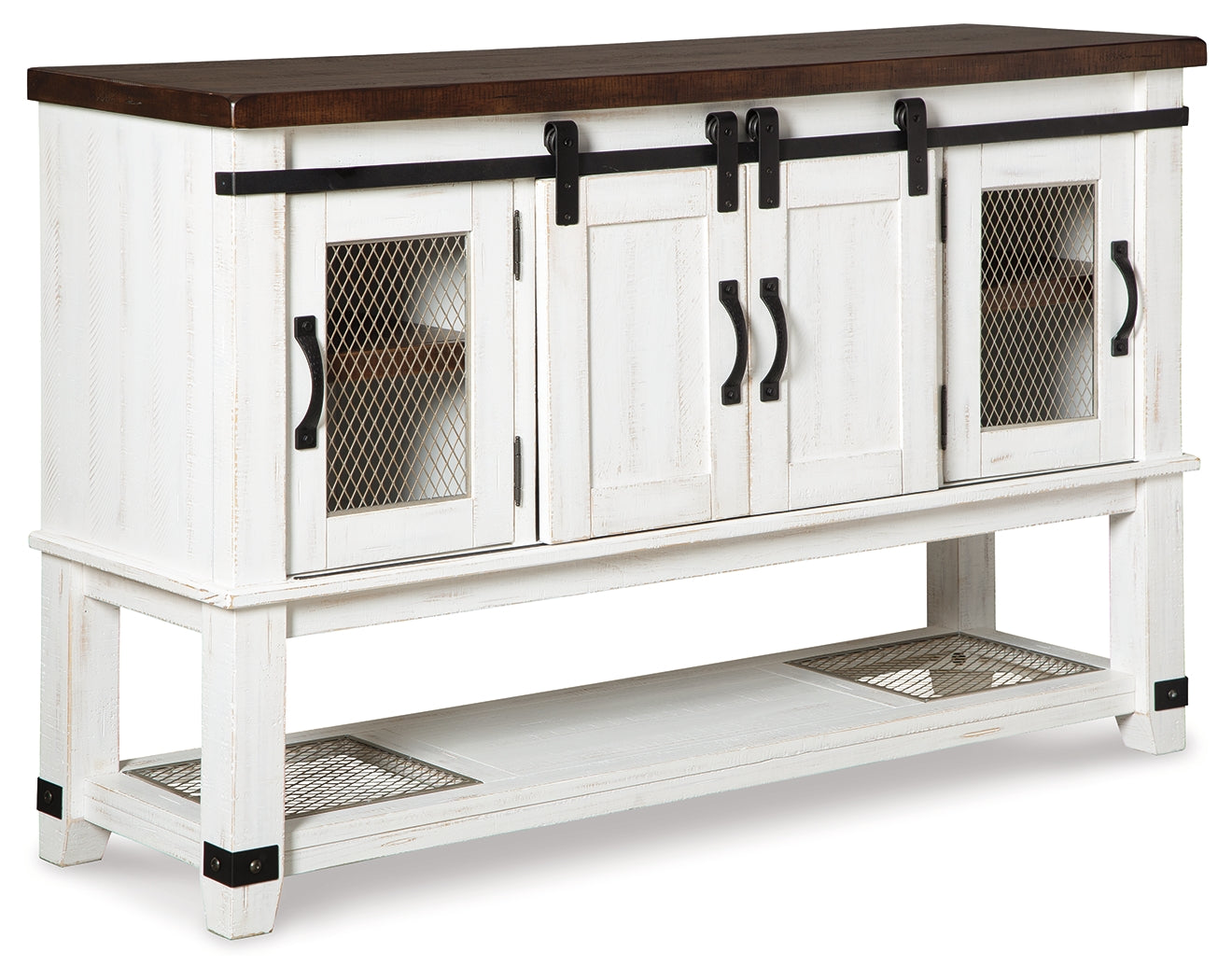 Valebeck Counter Height Dining Table, 6 Barstools and Server