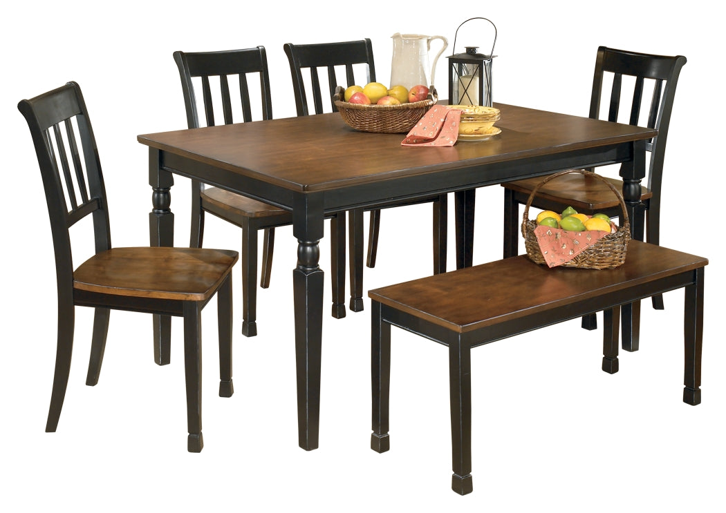 Diamond Furniture - Ashley Furniture - Owingsville Dining Table and 4 Chairs and Bench - Dining Table and 4 Chairs and Bench - D580D10