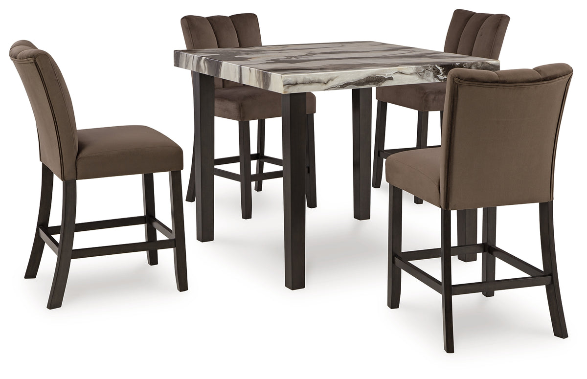 Diamond Furniture - Ashley Furniture - Jeshina Counter Height Dining Table and 4 Barstools - Counter Height Dining Table and 4 Barstools / Dark Brown - PCD581D3