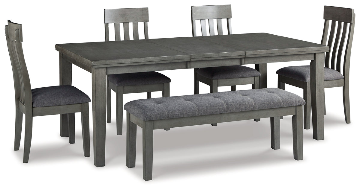 Diamond Furniture - Ashley Furniture - Hallanden Dining Table, 4 Chairs, and Bench - Dining Table, 4 Chairs, and Bench - D589D2