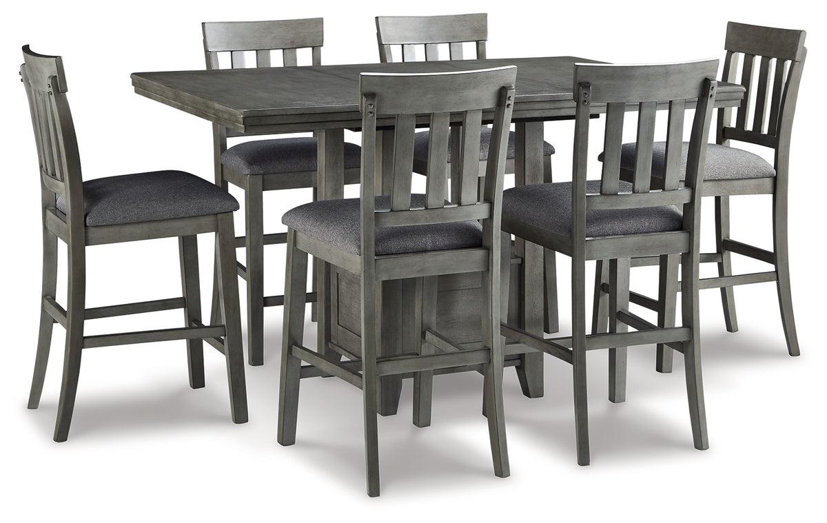 Diamond Furniture - Ashley Furniture - Hallanden Counter Height Dining Table and 6 Barstools - Counter Height Dining Table and 6 Barstools - D589D4