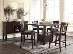 Diamond Furniture - Ashley Furniture - Haddigan Counter Height Dining Table, 4 Barstools and Server - Counter Height Dining Table, 4 Barstools and Server - D596D8