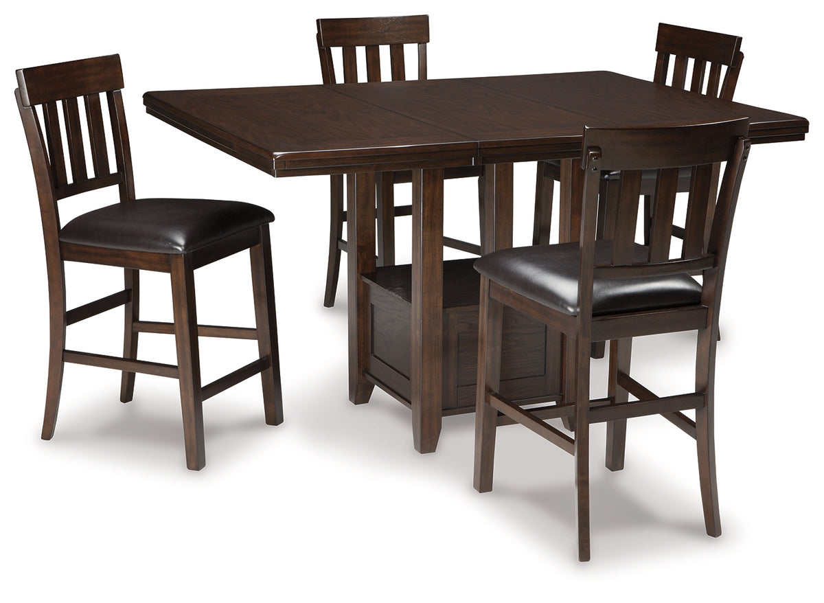 Diamond Furniture - Ashley Furniture - Haddigan Counter Height Dining Table with 4 Barstools - Counter Height Dining Table with 4 Barstools - D596D5