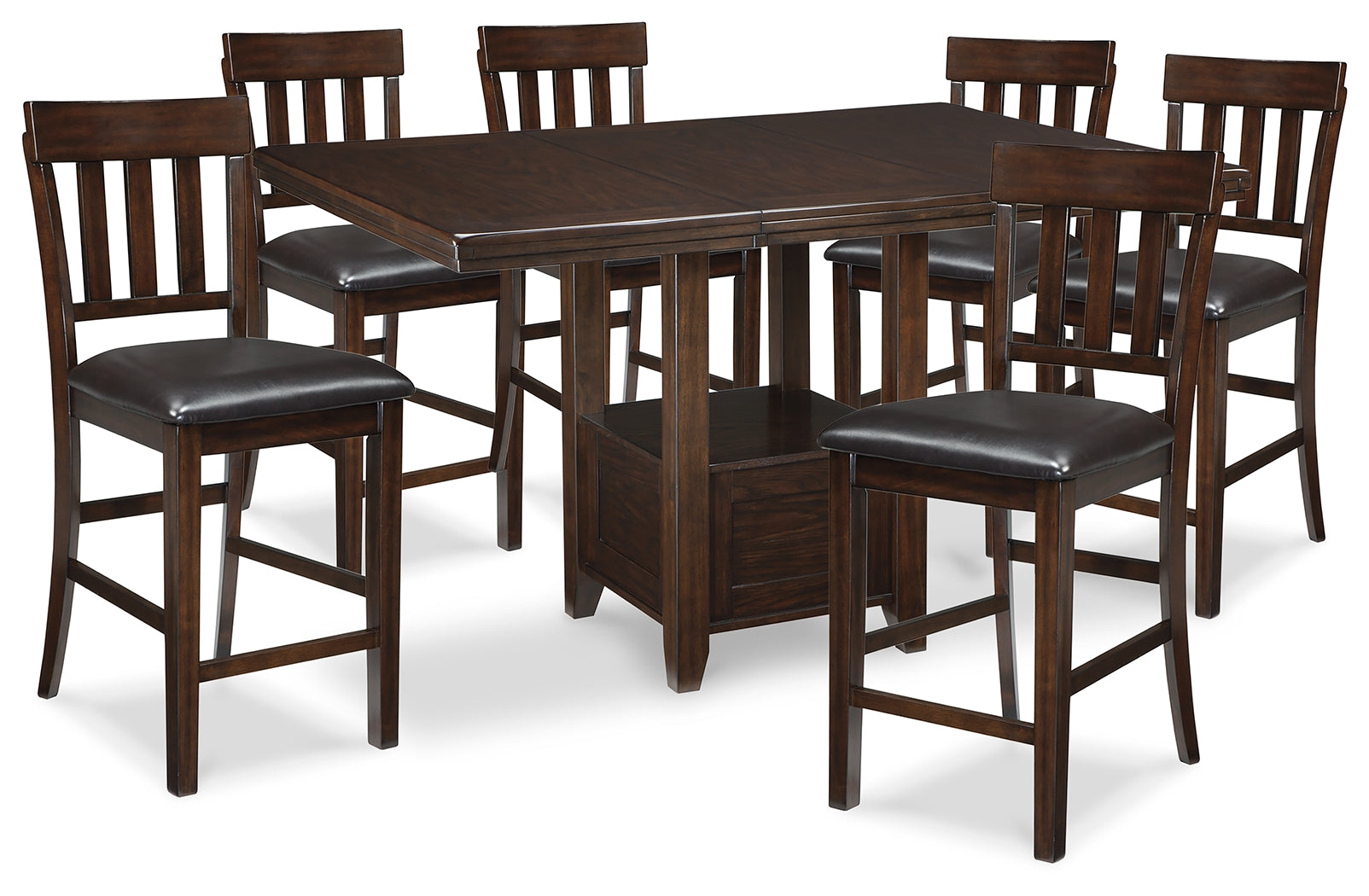 Diamond Furniture - Ashley Furniture - Haddigan Counter Height Dining Table and 6 Barstools - Counter Height Dining Table and 6 Barstools - D596D7