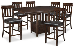 Diamond Furniture - Ashley Furniture - Haddigan Counter Height Dining Table and 6 Barstools - Counter Height Dining Table and 6 Barstools - D596D7