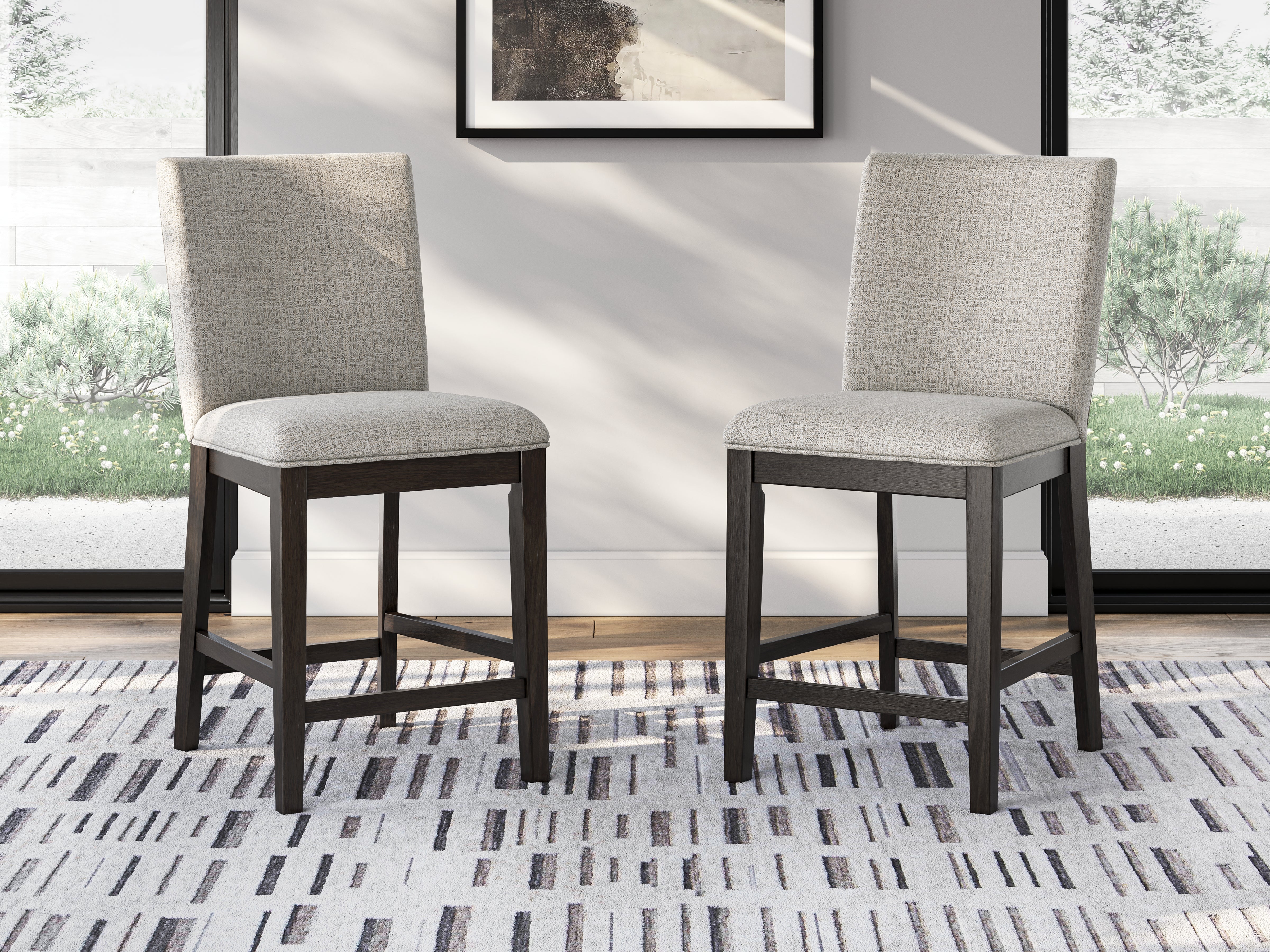 Diamond Furniture - Ashley Furniture - Neymorton Dining Room - Counter Height Barstool (Set of 2) / Dark Grayish Brown - D618-124X2