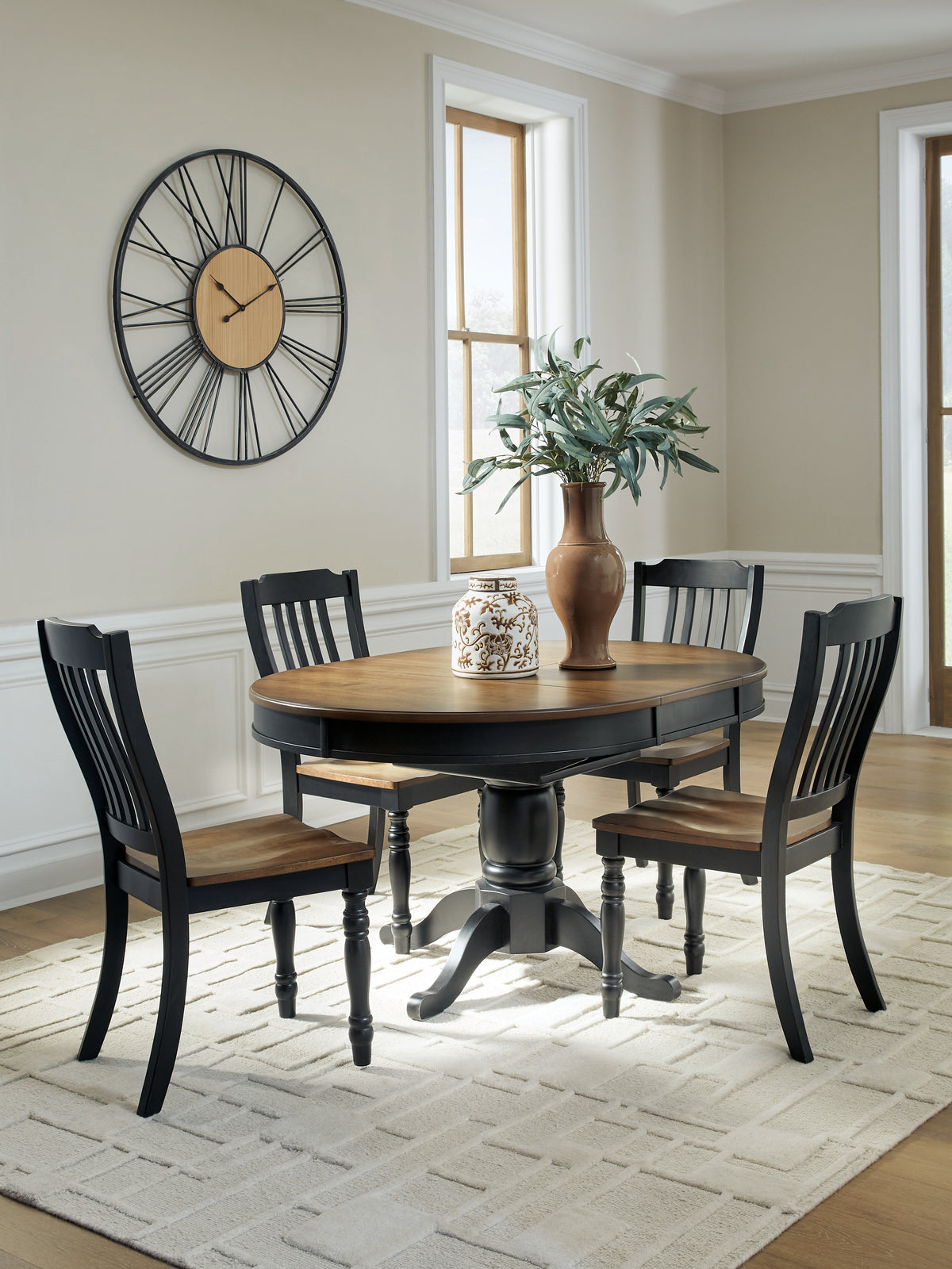 Diamond Furniture - Ashley Furniture - Clorazi Extension Dining Table and 4 Chairs - Extension Dining Table and 4 Chairs - PCD619D2