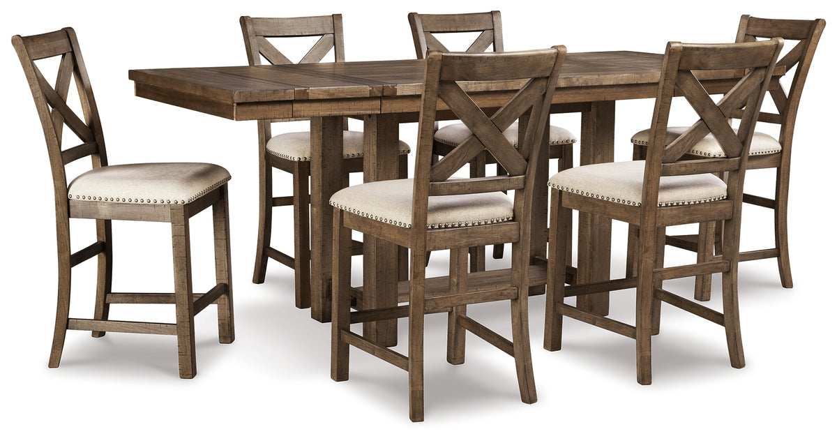 Diamond Furniture - Ashley Furniture - Moriville Counter Height Dining Table and 6 Barstools - Counter Height Dining Table and 6 Barstools - D631D10