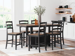 Diamond Furniture - Ashley Furniture - Wildenauer Counter Height Dining Table and 6 Barstools - Counter Height Dining Table and 6 Barstools - D634D8