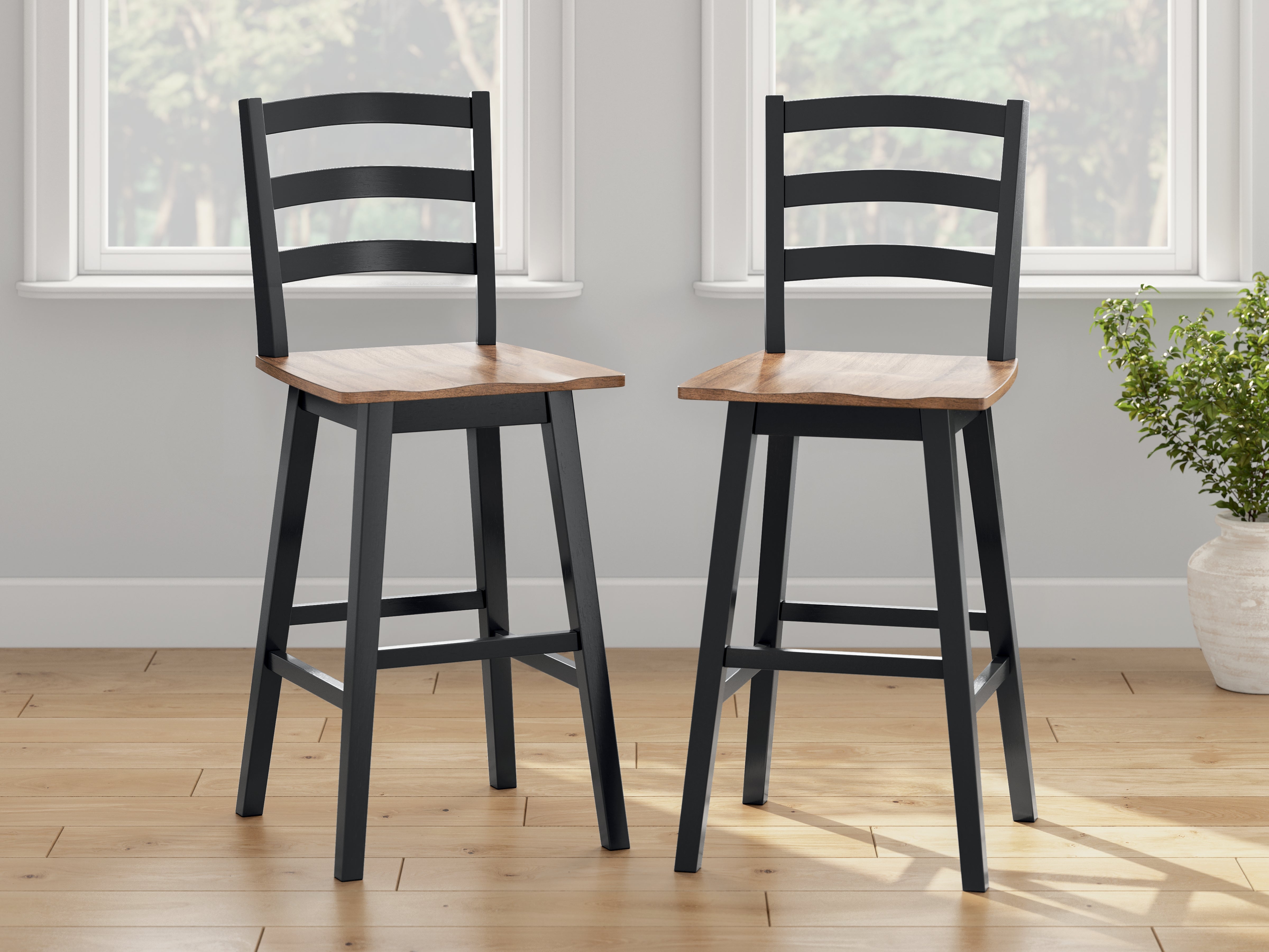 Diamond Furniture - Ashley Furniture - Wildenauer Dining Room - Bar Height Barstool (Set of 2) / Brown/Black - D634-230X2