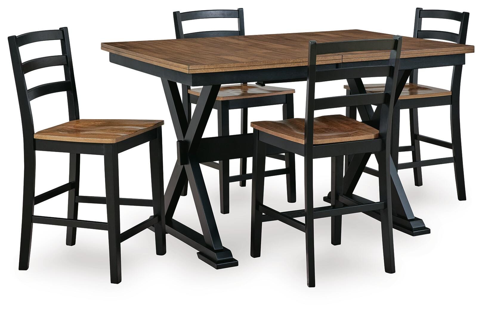 Diamond Furniture - Ashley Furniture - Wildenauer Counter Height Extension Dining Table and 4 Barstools - Counter Height Extension Dining Table and 4 Barstools - D634D9