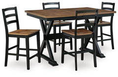 Diamond Furniture - Ashley Furniture - Wildenauer Counter Height Extension Dining Table and 4 Barstools - Counter Height Extension Dining Table and 4 Barstools - D634D9