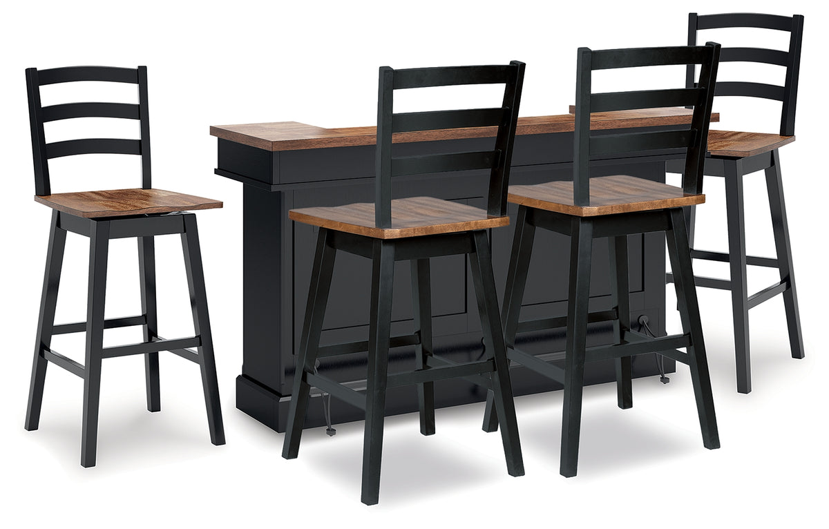 Diamond Furniture - Ashley Furniture - Wildenauer Bar Table and 4 Barstools - Bar Table and 4 Barstools - D634D6
