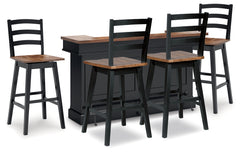 Diamond Furniture - Ashley Furniture - Wildenauer Bar Table and 4 Barstools - Bar Table and 4 Barstools - D634D6