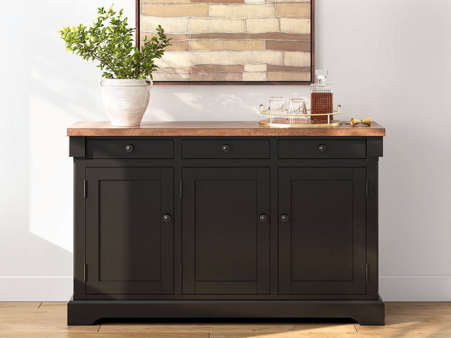 Diamond Furniture - Ashley Furniture - Wildenauer Dining Room - Dining Room Buffet / Brown/Black - D634-80