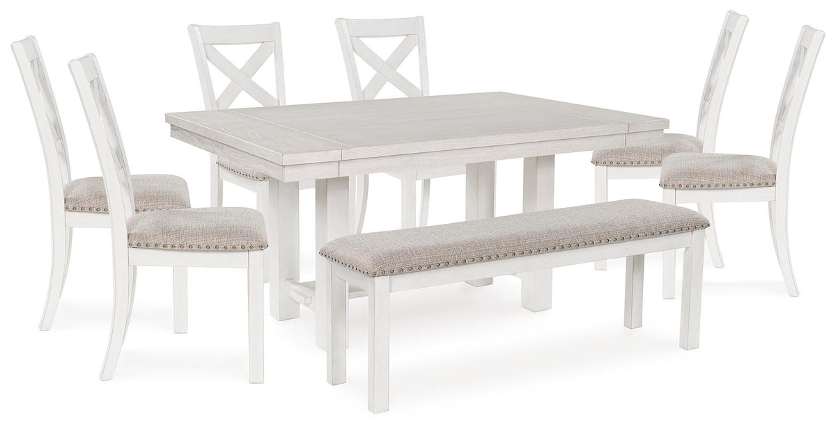 Diamond Furniture - Ashley Furniture - Robbinsdale Dining Table, 6 Chairs and Bench - Dining Table, 6 Chairs and Bench - D642D11