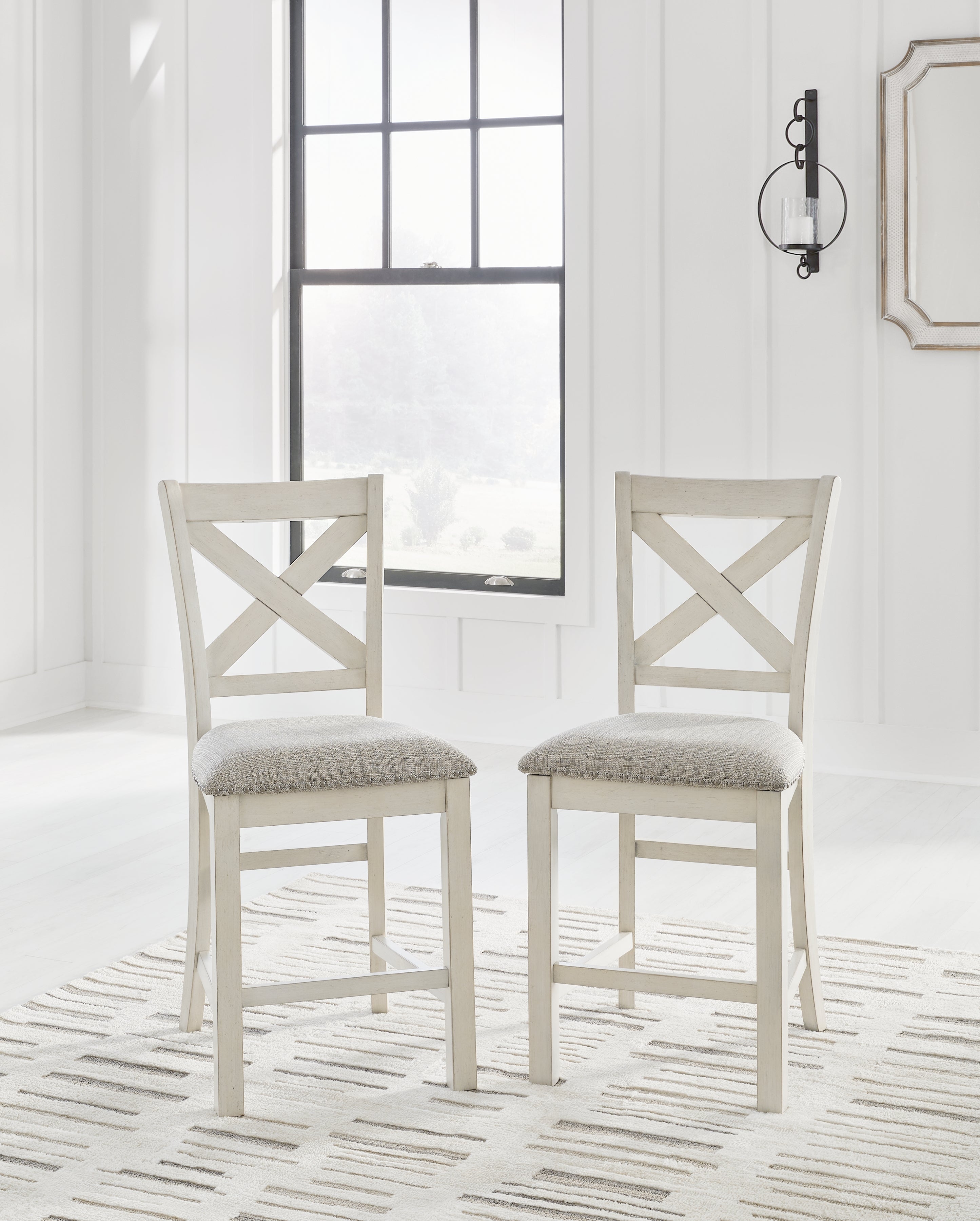 Diamond Furniture - Ashley Furniture - Robbinsdale Dining Room - Barstool (Set of 2) / Antique White - D642-124X2