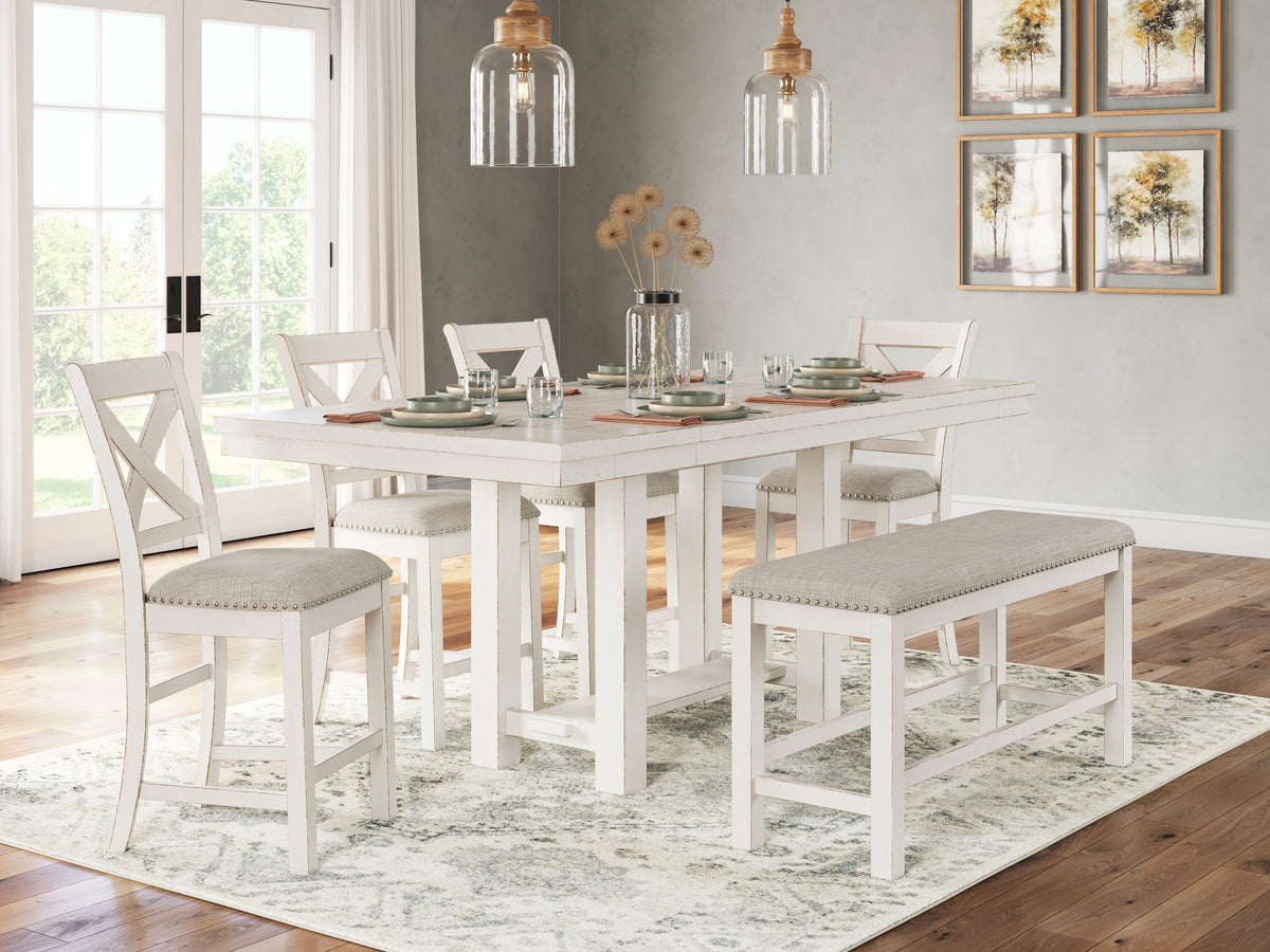 Diamond Furniture - Ashley Furniture - Robbinsdale Counter Height Dining Table, 4 Barstools and Bench - Counter Height Dining Table, 4 Barstools and Bench - D642D2