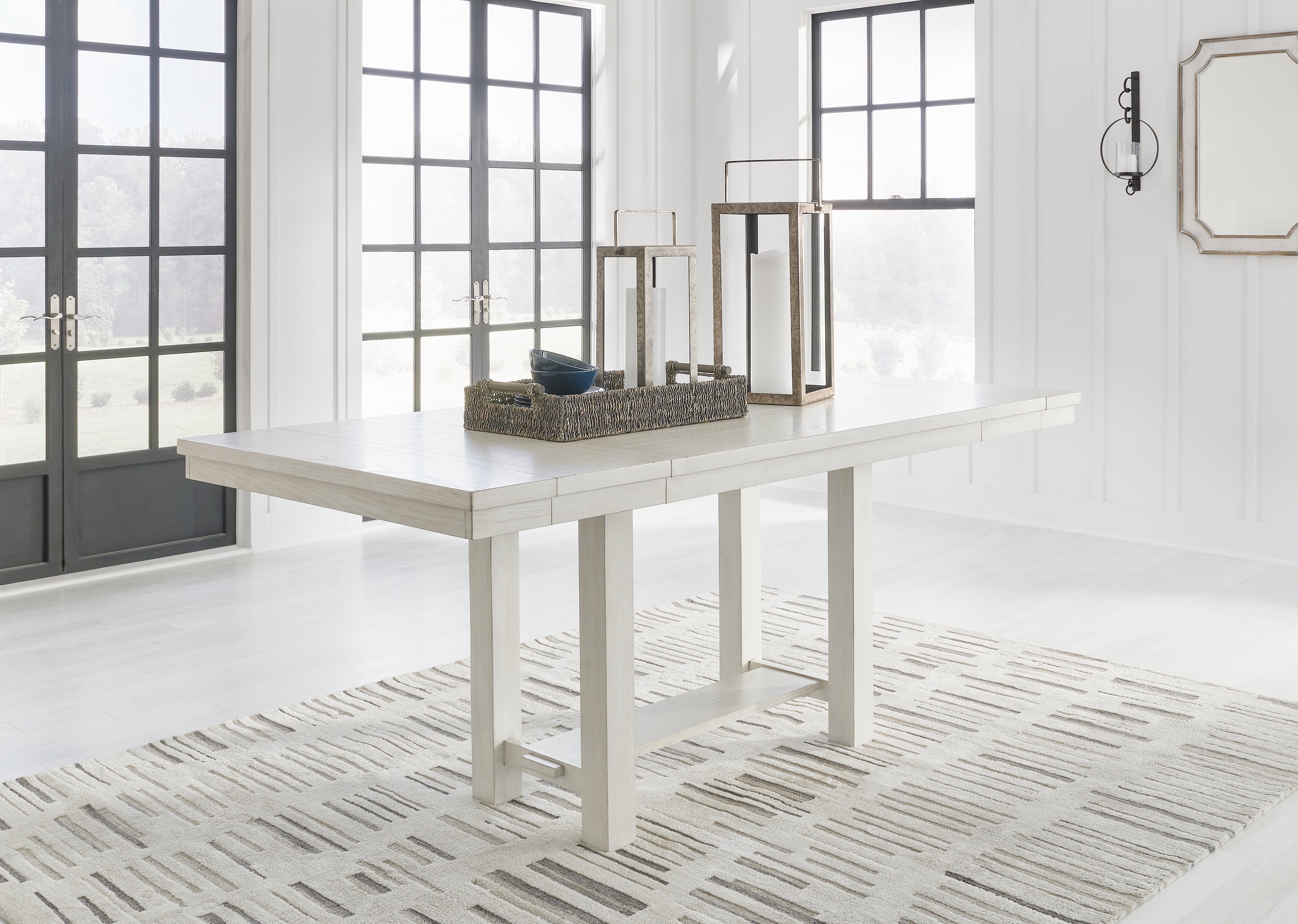 Diamond Furniture - Ashley Furniture - Robbinsdale Dining Room - RECT DRM Counter EXT Table / Antique White - D642-32