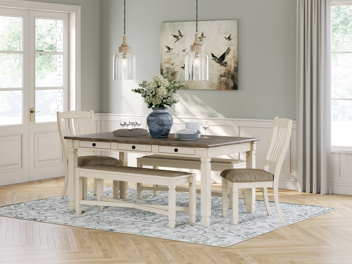 Diamond Furniture - Ashley Furniture - Bolanburg Dining Table with 2 Chairs and 2 Benches - Dining Table with 2 Chairs and 2 Benches - D647D7