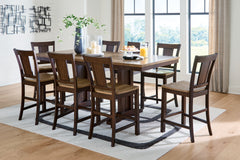 Diamond Furniture - Ashley Furniture - Rylandeen Counter Height Extension Dining Table and 8 Barstools - Counter Height Extension Dining Table and 8 Barstools - PCD651D6