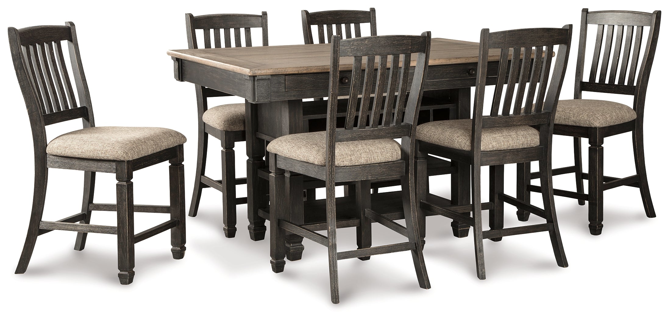Diamond Furniture - Ashley Furniture - Tyler Creek Counter Height Dining Table and 6 Barstools - Counter Height Dining Table and 6 Barstools - D736D5