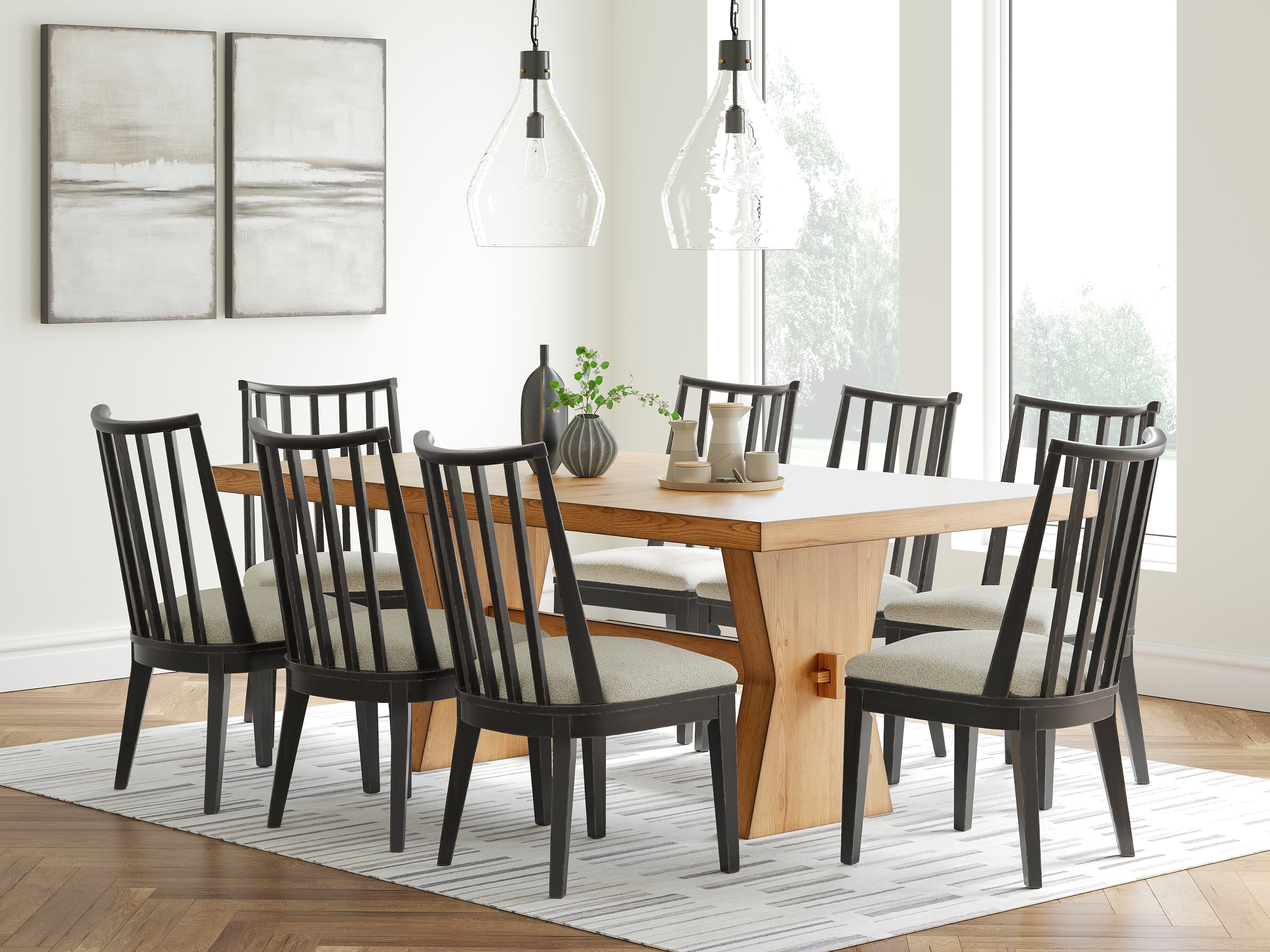Diamond Furniture - Ashley Furniture - Galliden Dining Table and 8 Chairs - Dining Table and 8 Chairs - D841D9
