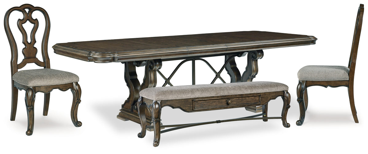 Diamond Furniture - Ashley Furniture - Maylee Dining Table, 2 Chairs and Bench - Dining Table, 2 Chairs and Bench - D947D12