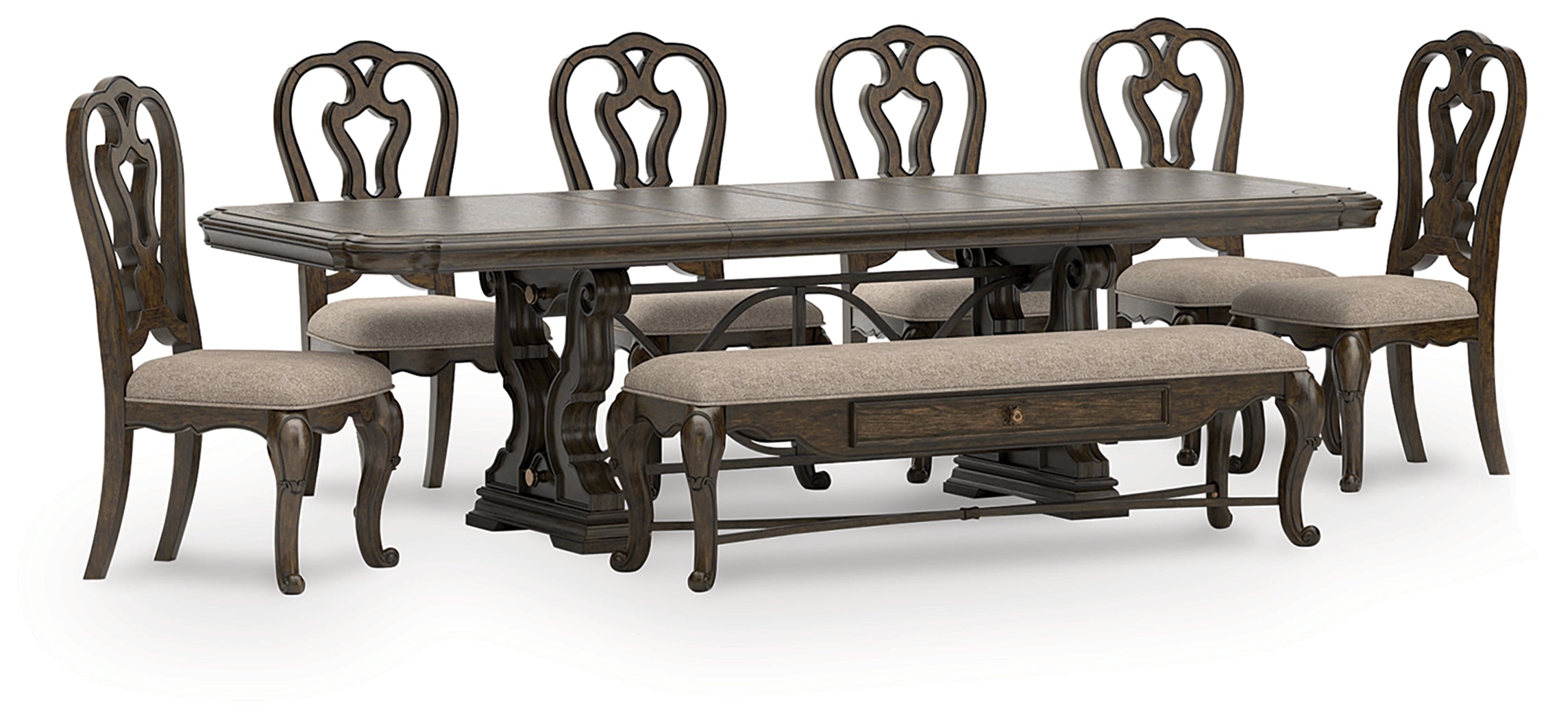 Diamond Furniture - Ashley Furniture - Maylee Dining Table, 6 Chairs and Bench - Dining Table, 6 Chairs and Bench - D947D15