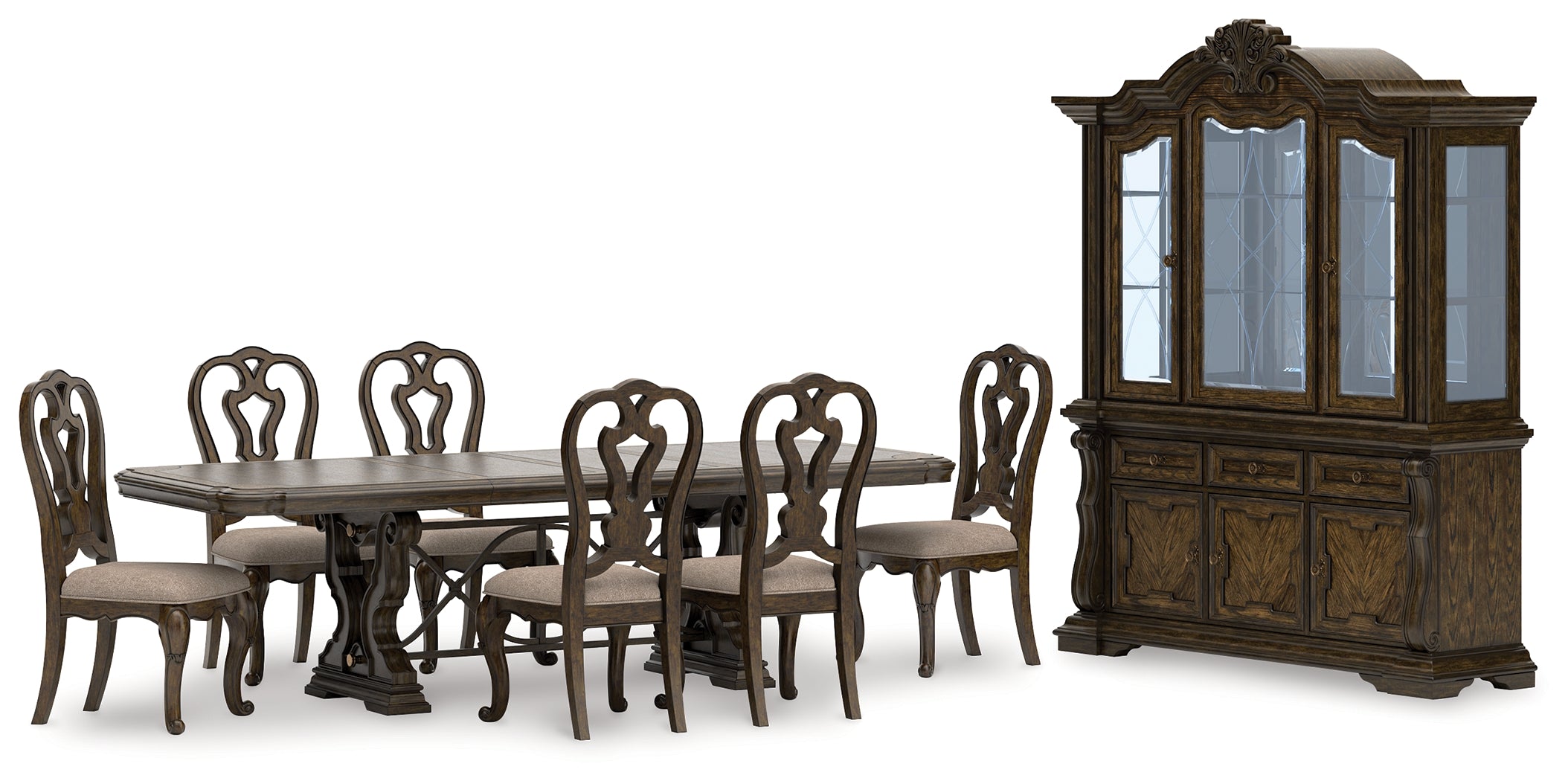 Diamond Furniture - Ashley Furniture - Maylee Dining Table with 6 Chairs and Buffet and Hutch - Dining Table with 6 Chairs and Buffet and Hutch - D947D13