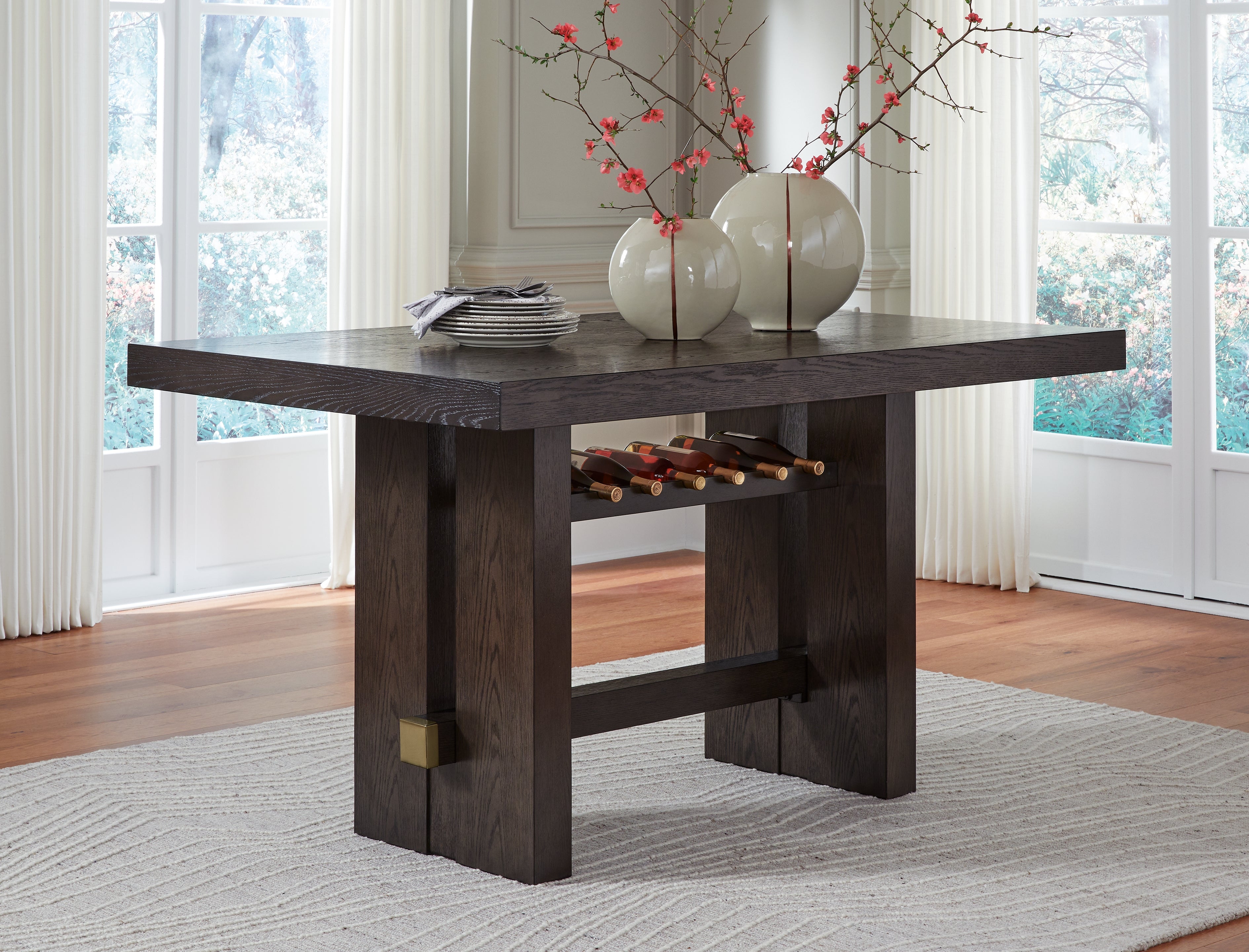 Diamond Furniture - Ashley Furniture - Burkhaus Dining Room - RECT Dining Room Counter Table / Dark Brown - D984-32