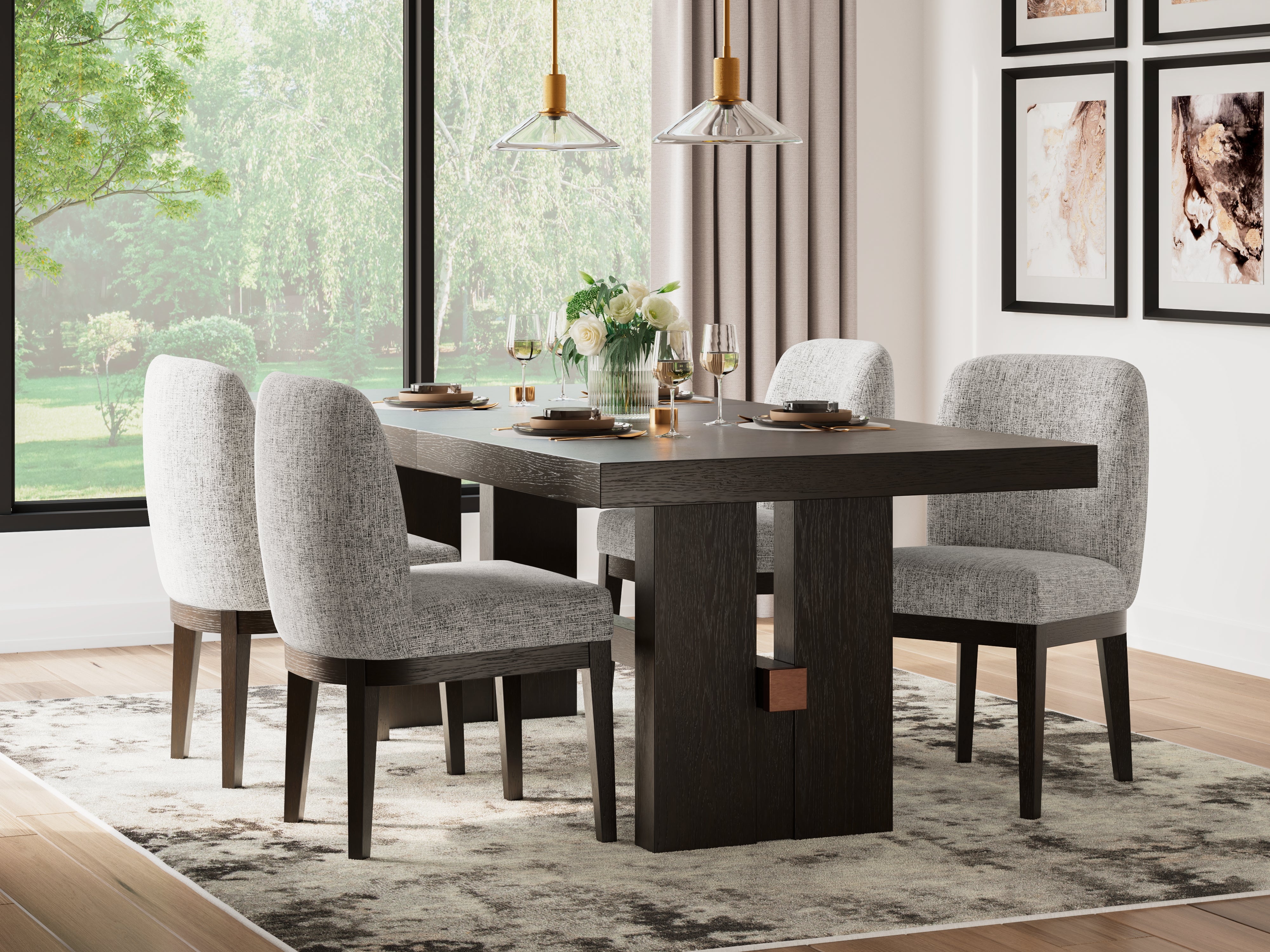 Diamond Furniture - Ashley Furniture - Burkhaus Dining Table and 4 Chairs - Dining Table and 4 Chairs - D984D1